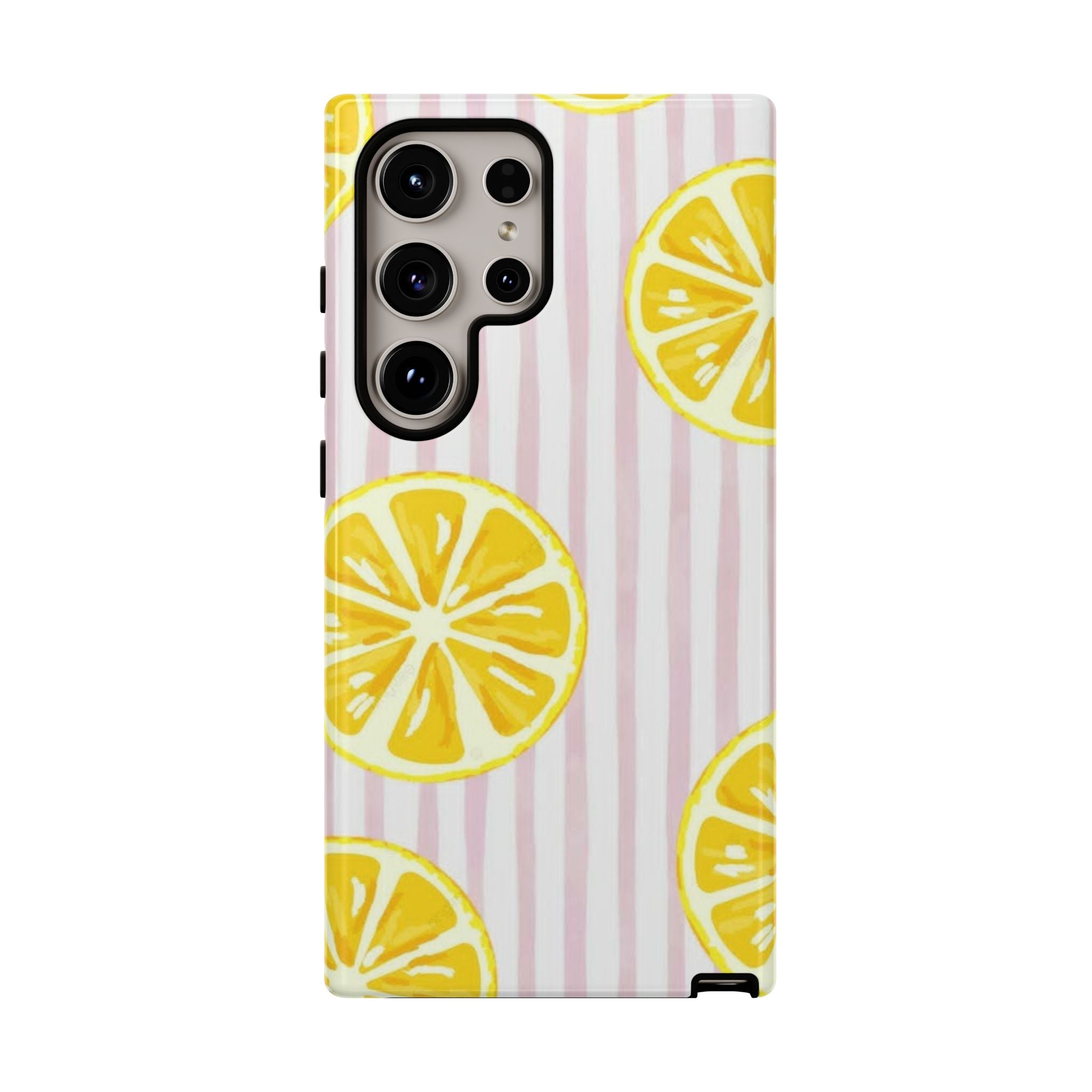 Lemon Slices Tough Case — Cute Pink Stripe Phone Cover