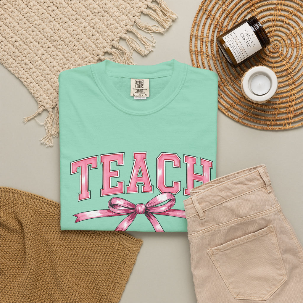 Teach Pink Bow Teacher T-Shirt