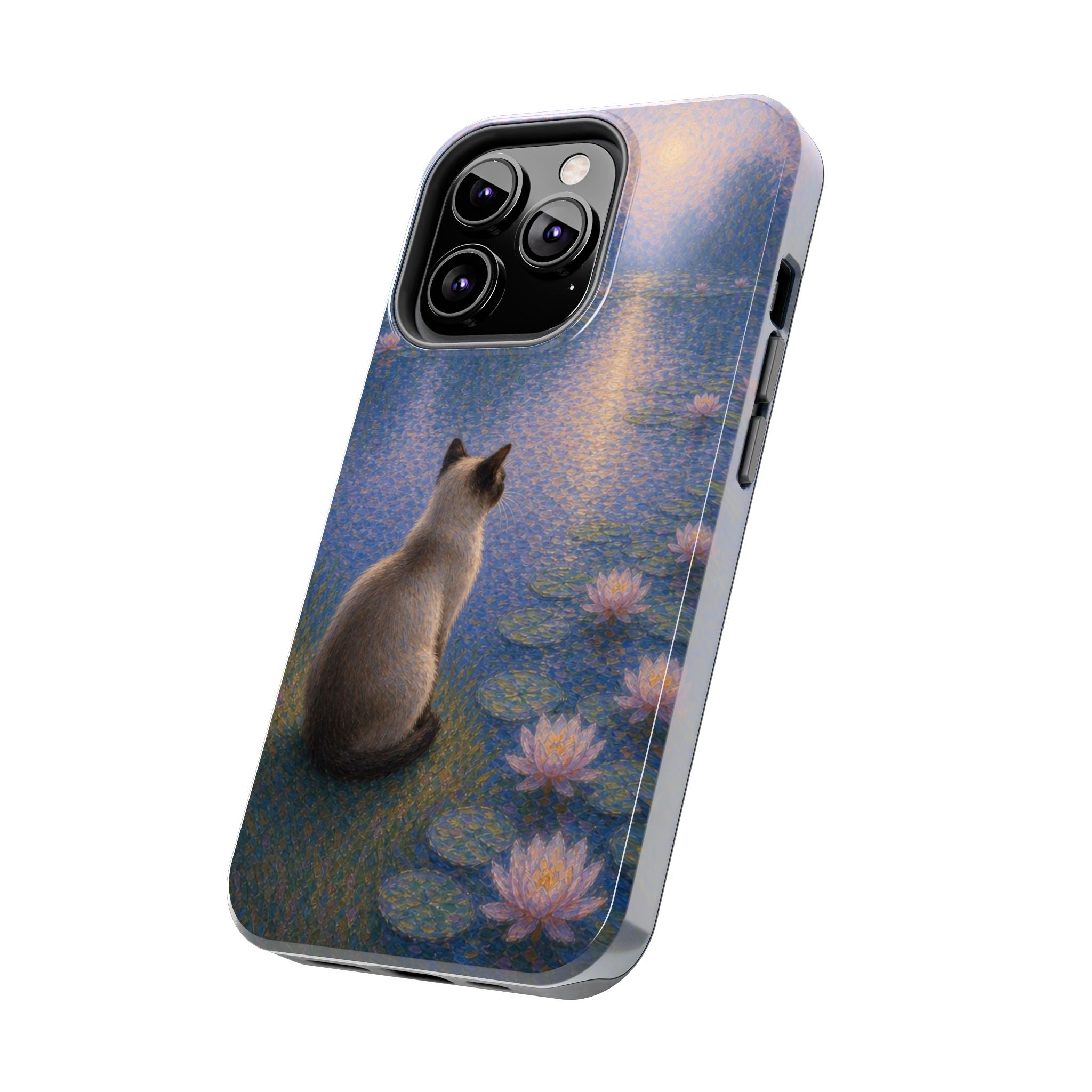 Siamese Cat by Moonlight Tough Phone Case – Waterlily Dream Protective Cover