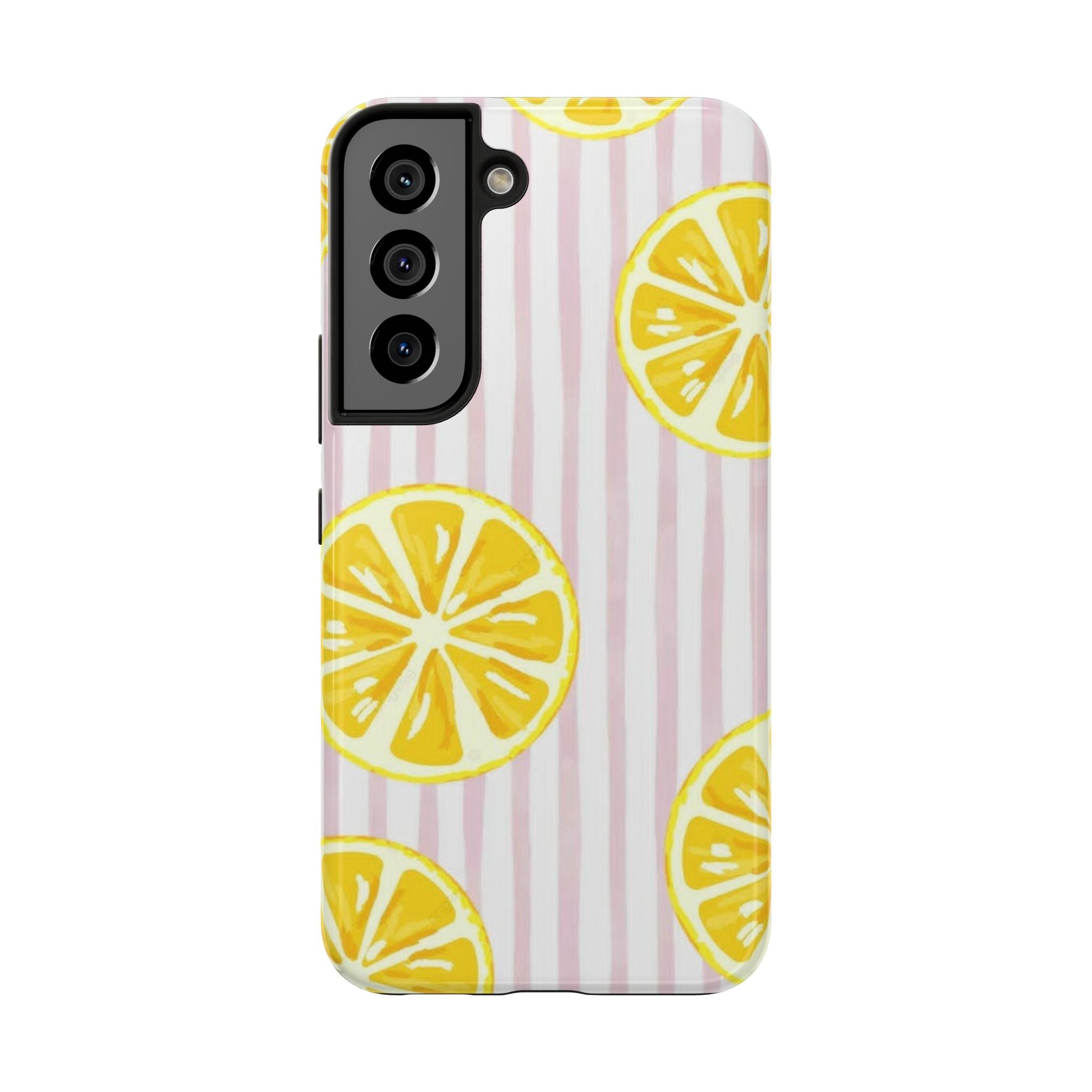 Lemon Slice Tough Phone Case — Pink Stripe Summer Protective Cover
