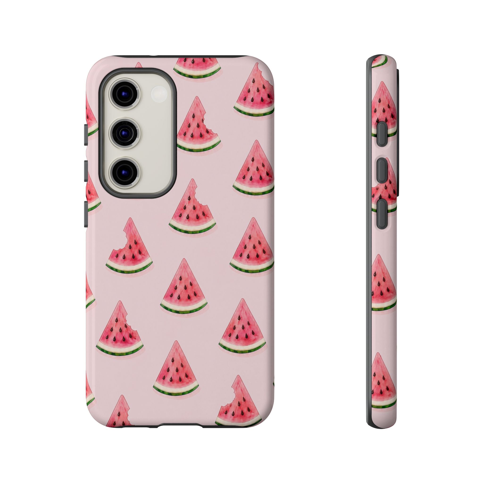 Watermelon Pattern Tough Phone Case — Pink Fruit Slice Protective Case
