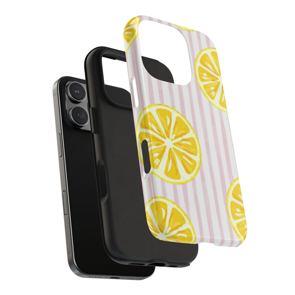 Lemon Slice Tough Phone Case — Pink Stripe Summer Protective Cover