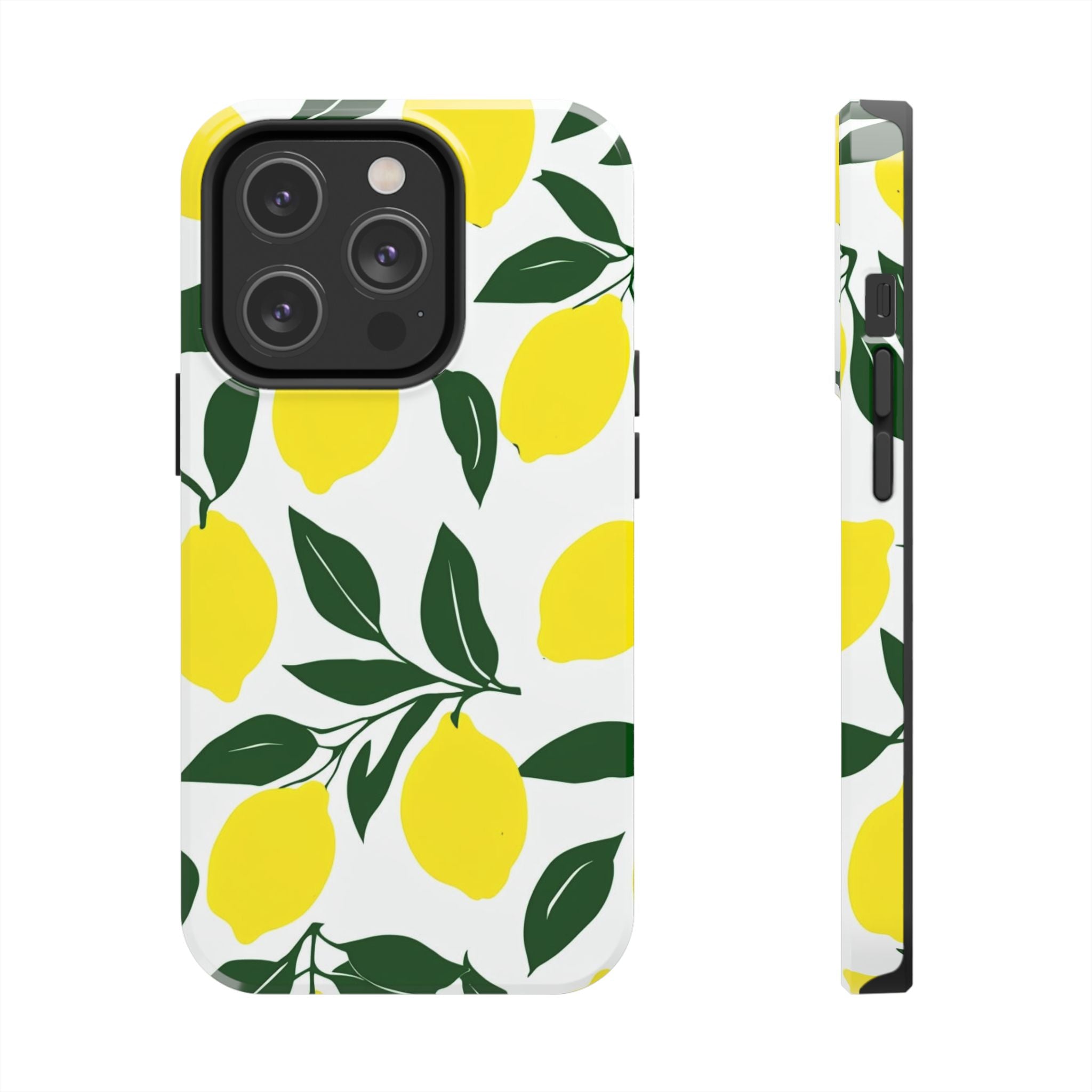 Lemon Pattern Tough Phone Case — Bright Citrus Protective Phone Cover