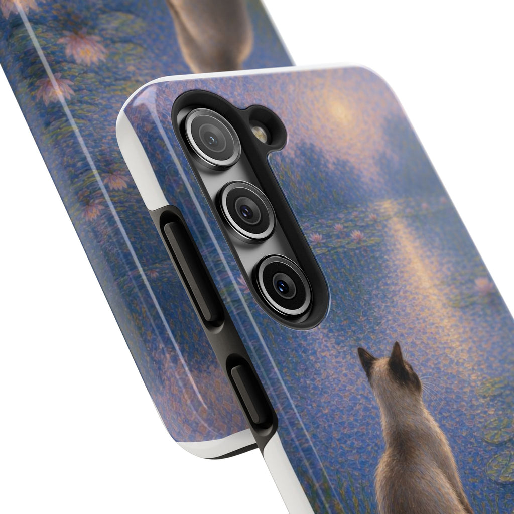 Siamese Cat by Moonlight Tough Phone Case – Waterlily Dream Protective Cover