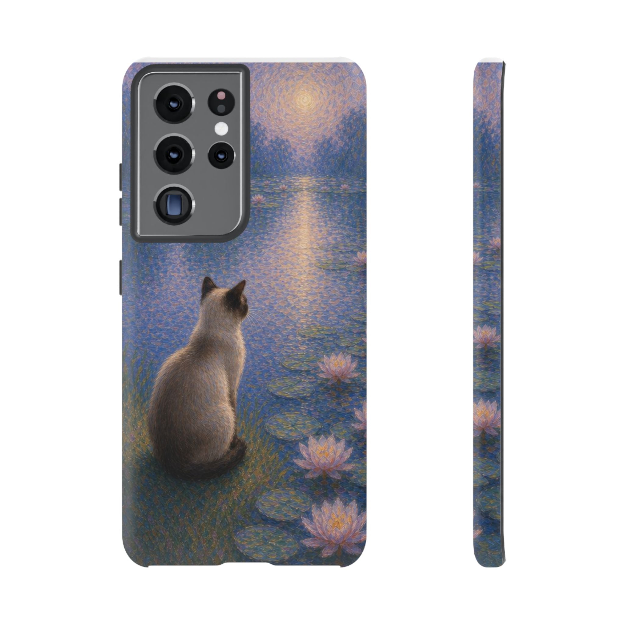 Cat Moonlight Phone Case — Serene Siamese by Lily Pond