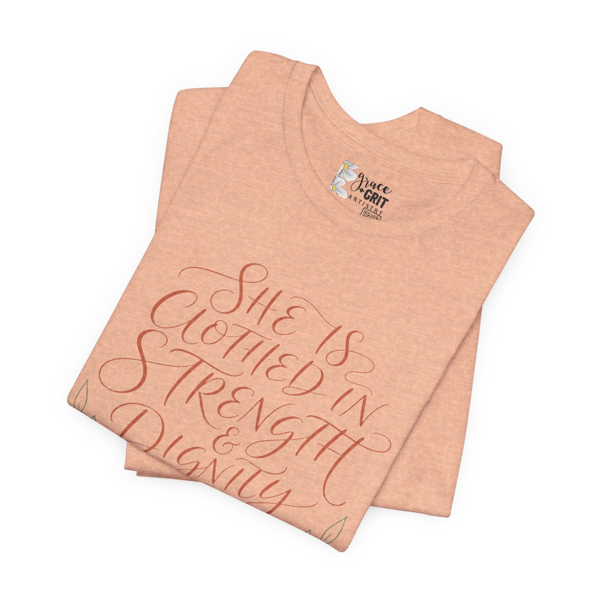 She Is Clothed in Strength & Dignity Tee — Inspirational Christian Women's Graphic T-Shirt