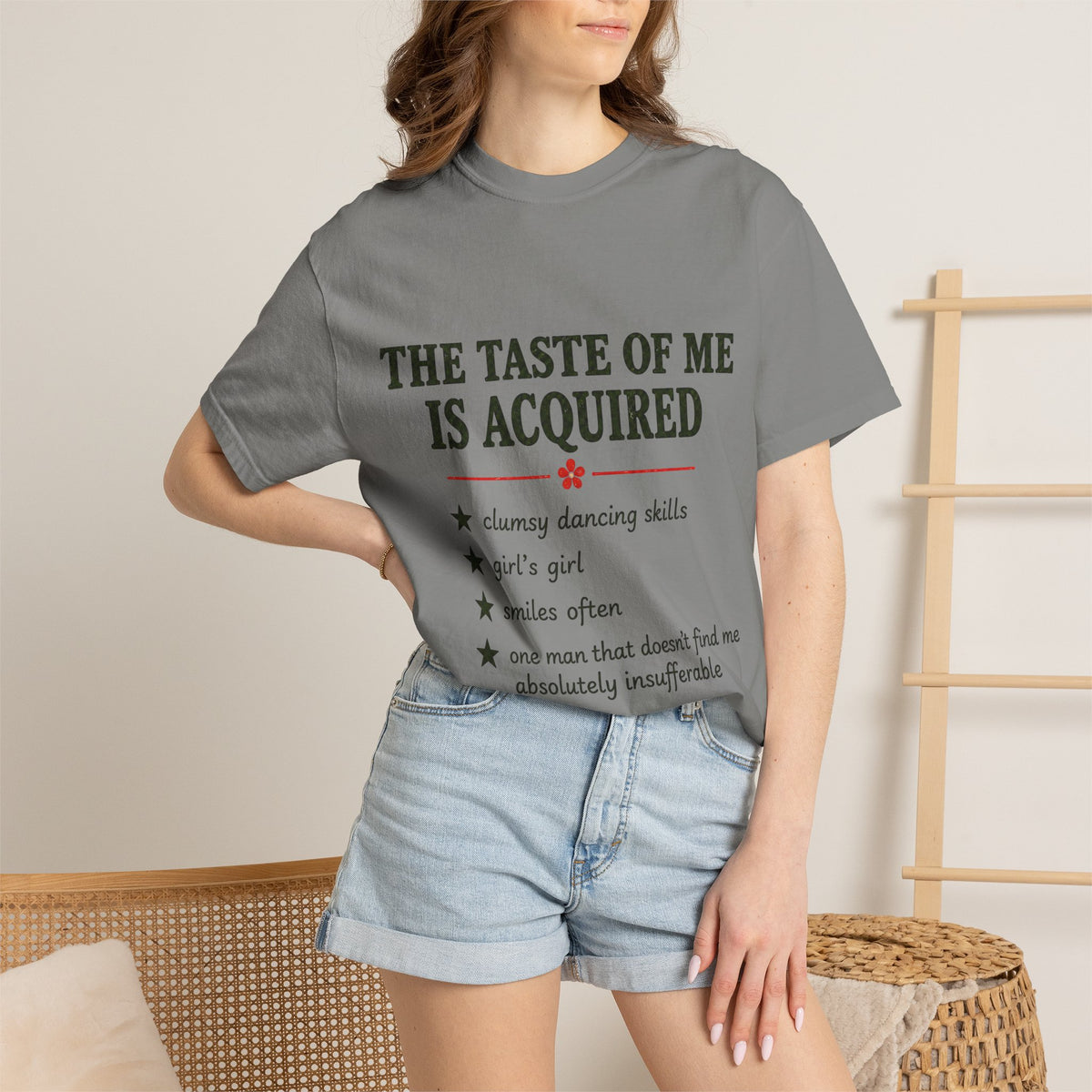 T-Shirt — "The Taste of Me Is Acquired" Funny Self-Description Tee