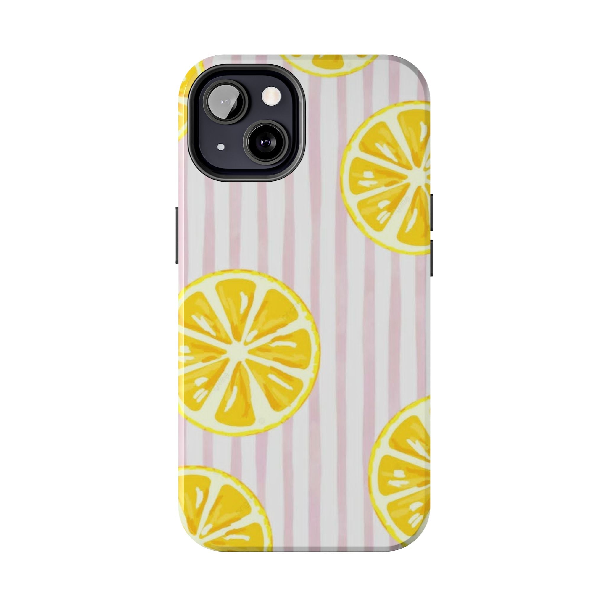 Lemon Slice Tough Phone Case — Pink Stripe Summer Protective Cover