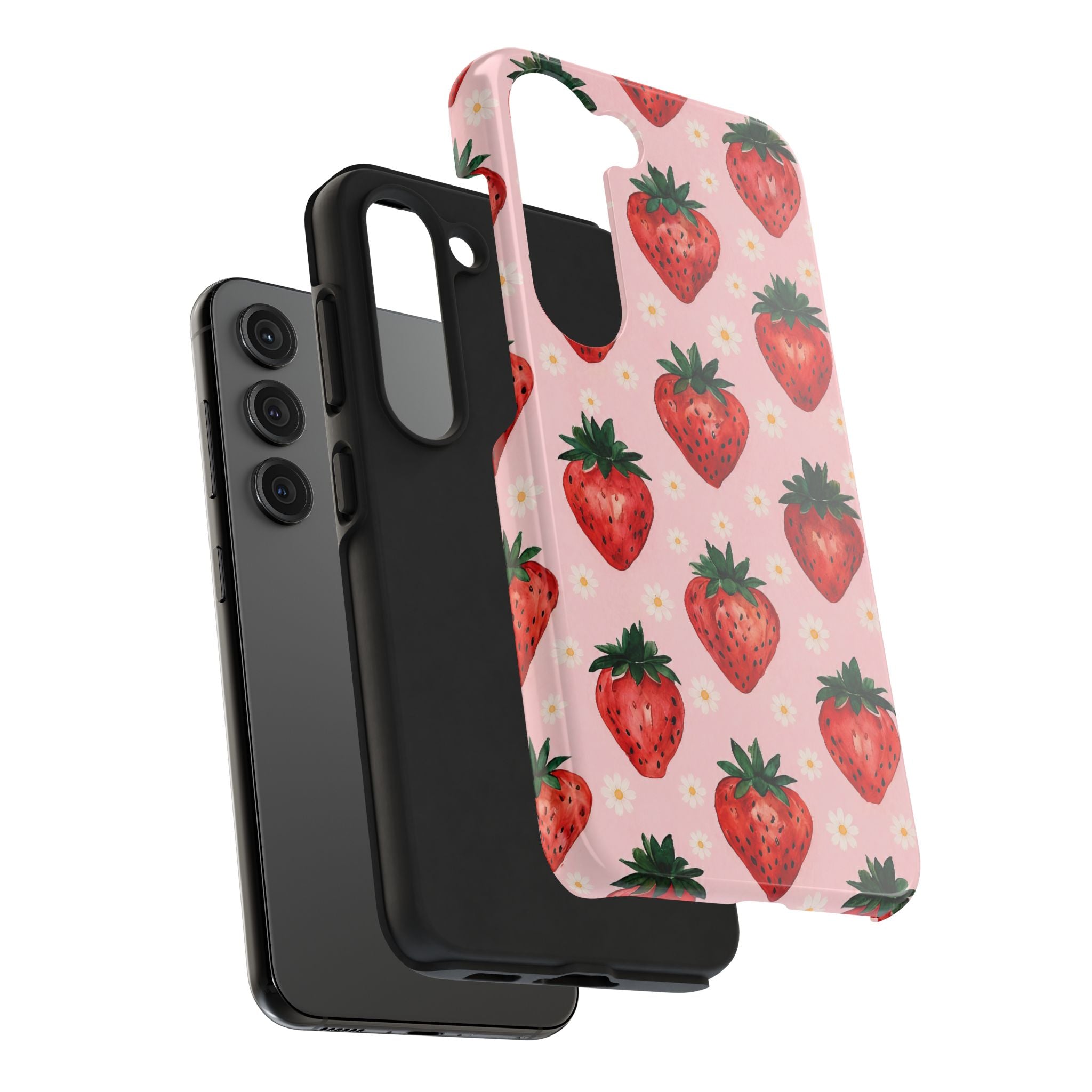 Strawberry Pattern Tough Phone Case — Cute Pink Fruit iPhone/Android Protection