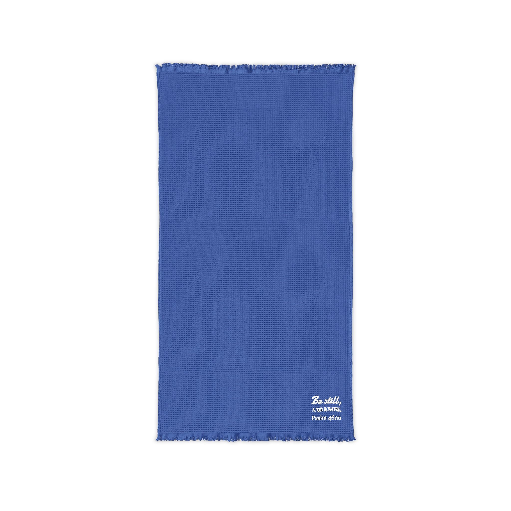 Embroidered Cotton Waffle Throw Blanket — Lightweight Fringed Living Room & Bed Throw