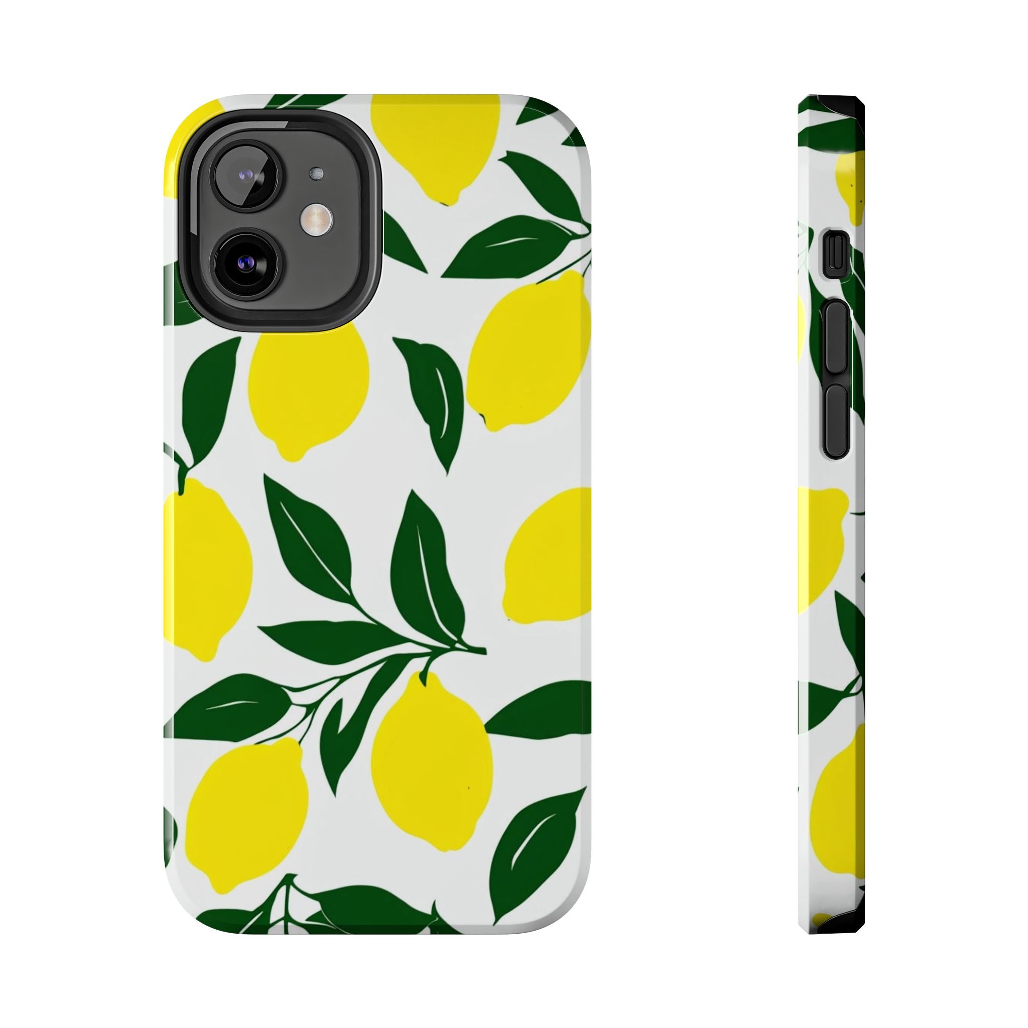 Lemon Pattern Tough Phone Case — Bright Citrus Protective Phone Cover