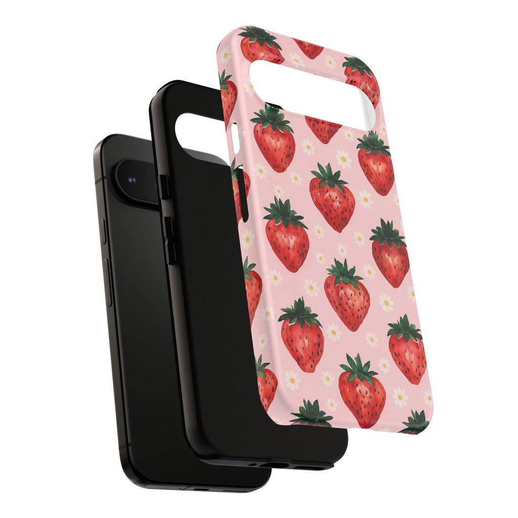 Strawberry Pattern Tough Case — Cute Pink Fruit Phone Case