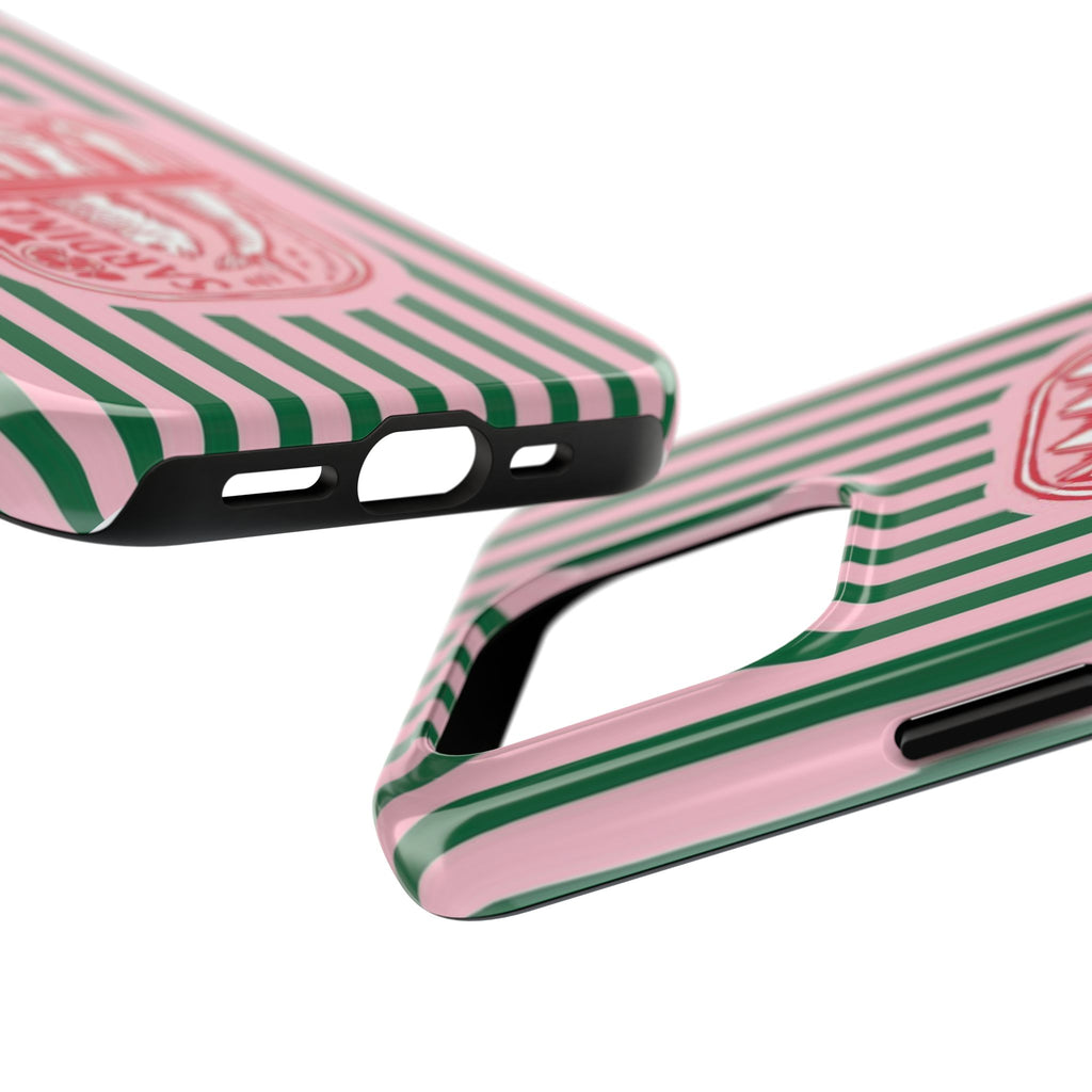 Sardine Stripes Tough Phone Case — Retro Pink & Green Protective Phone Cover