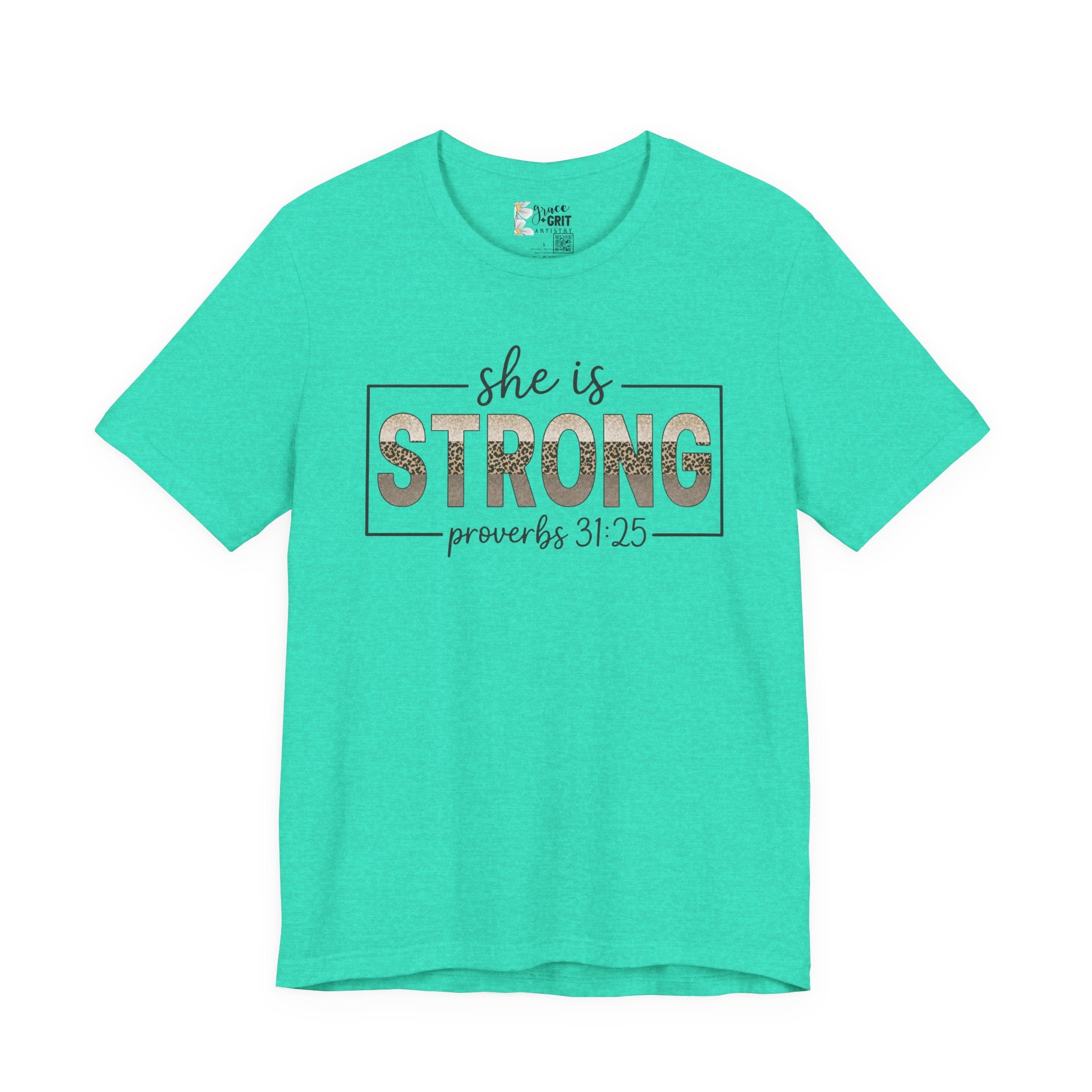She Is Strong Floral Tee — Inspirational Women's Strength T-Shirt