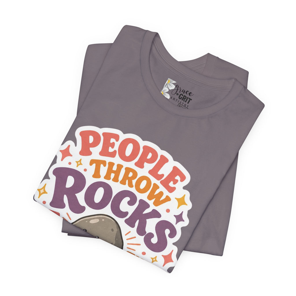 People Throw Rocks at Things That Shine T-Shirt | Cute Rock Illustration