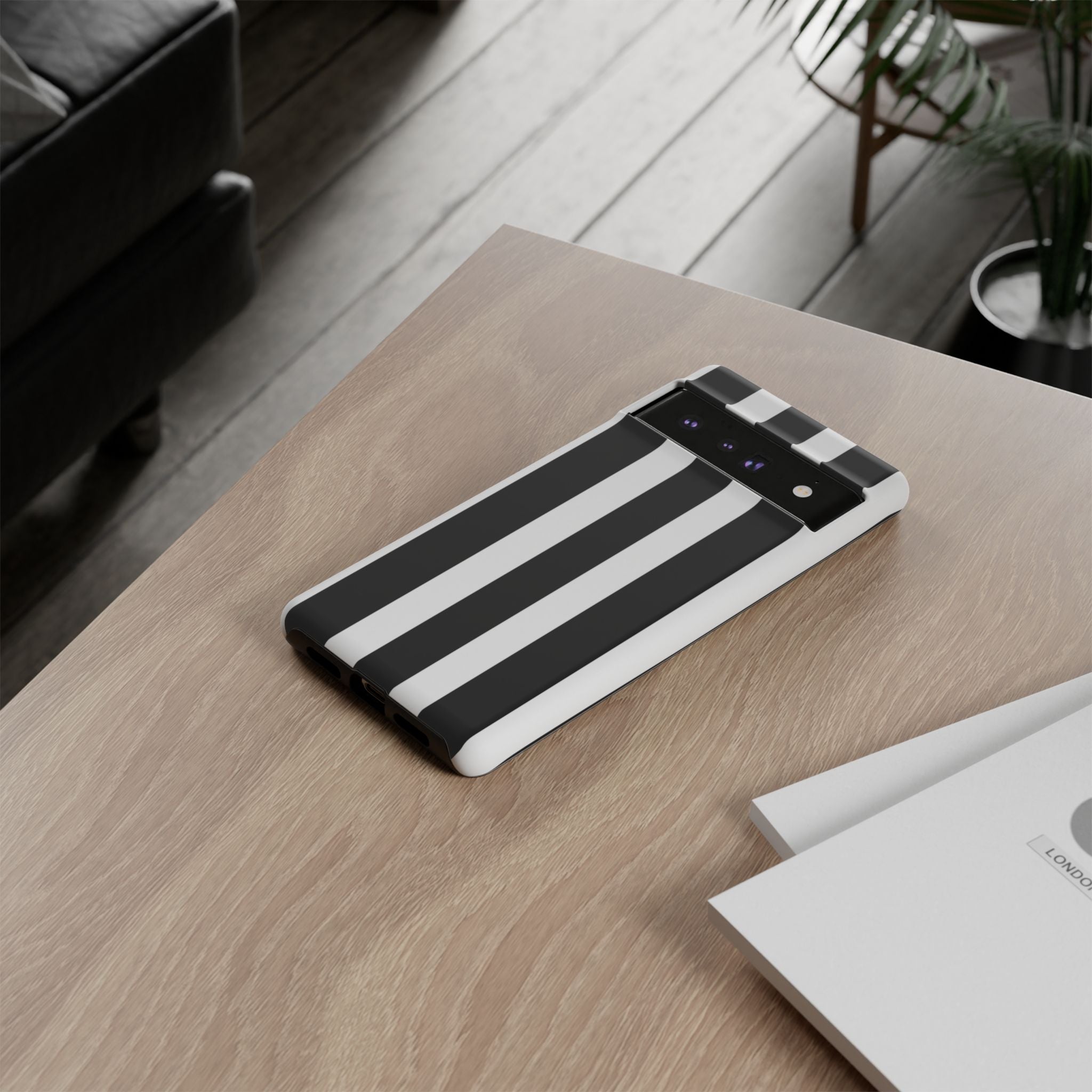 Black & White Vertical Stripe Phone Case — Tough Protective iPhone Cover