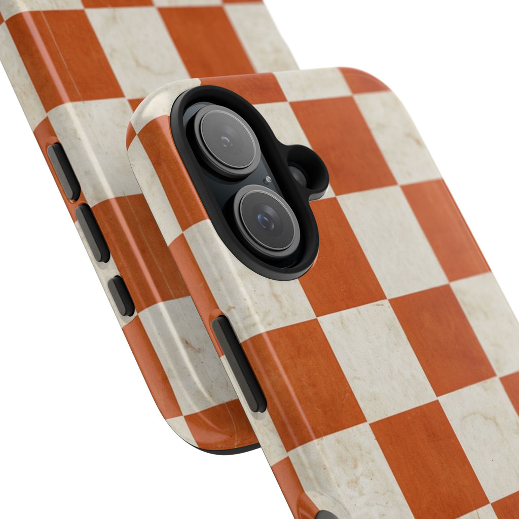 Orange and Cream Checkerboard Tough Phone Case