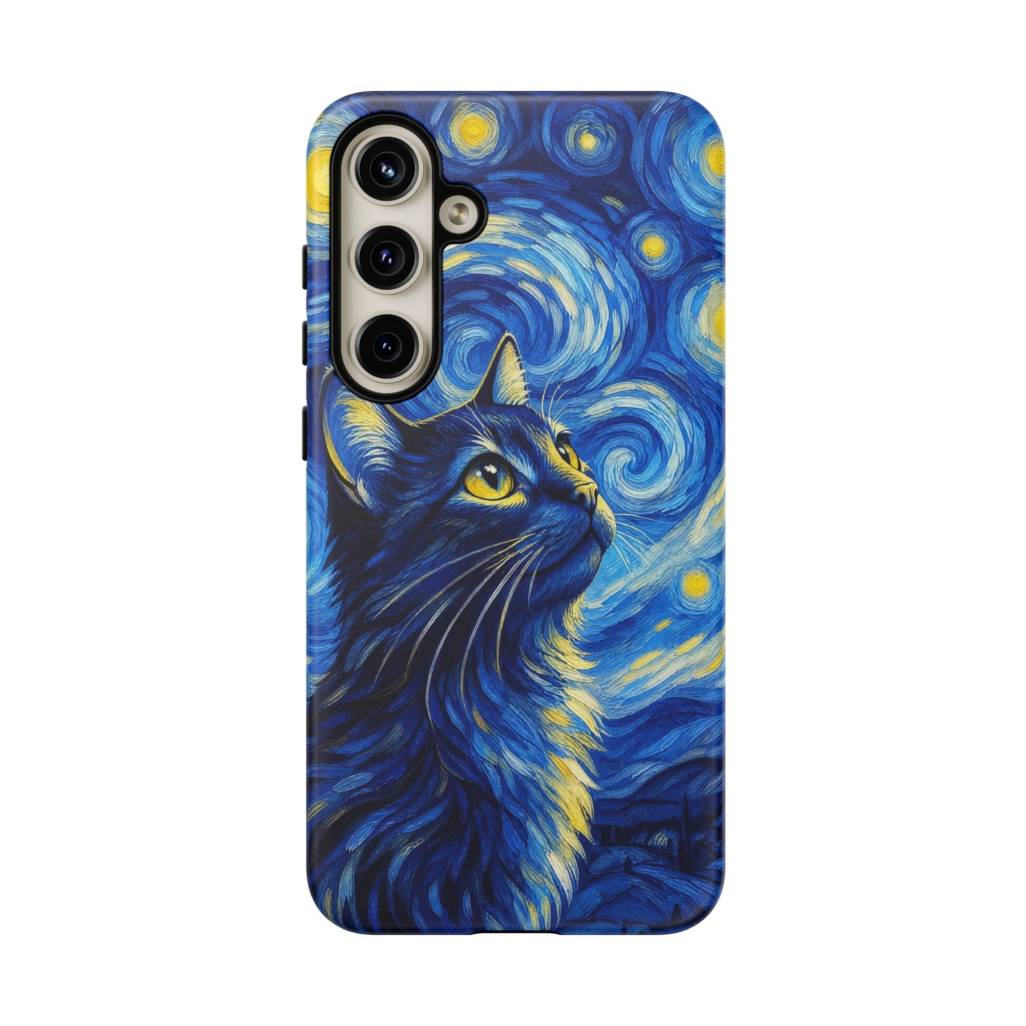 Starry Night Cat Phone Case — Van GoghStyle Blue Galaxy iPhone Cover