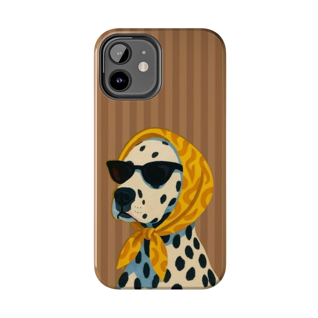 Dalmatian in Scarf Tough Phone Case — Retro Dog Print Protective Cover