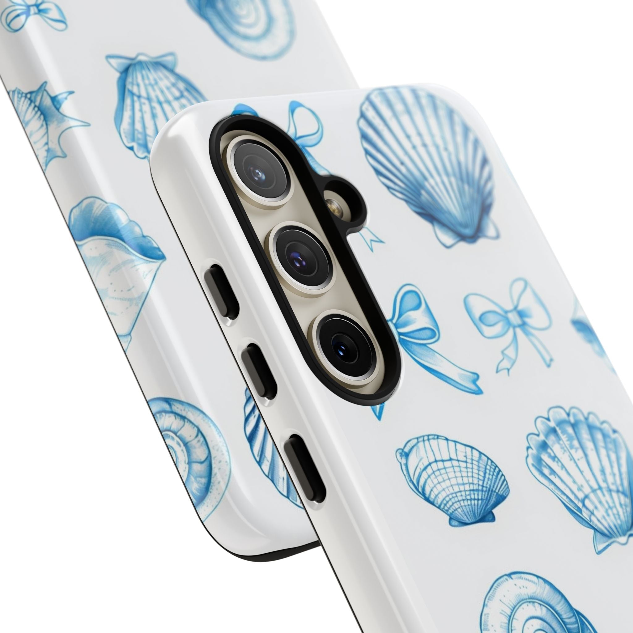 Seaside Shells Phone Case — Blue Nautical Shell & Starfish Pattern