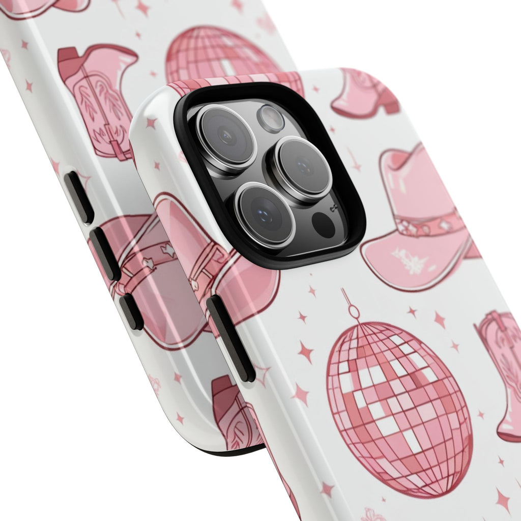 Pink Cowboy Boots & Disco Balls Tough Phone Case