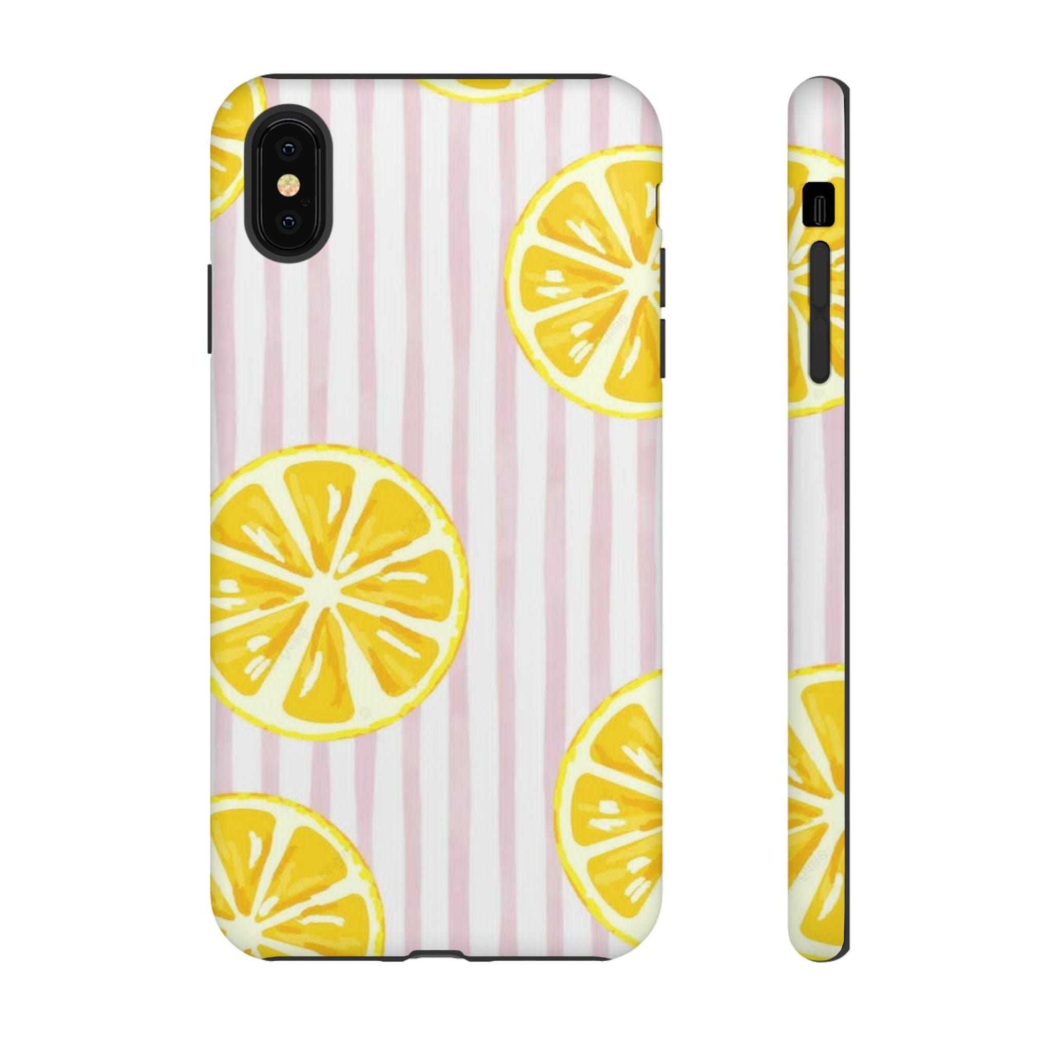 Lemon Slices Tough Case — Cute Pink Stripe Phone Cover