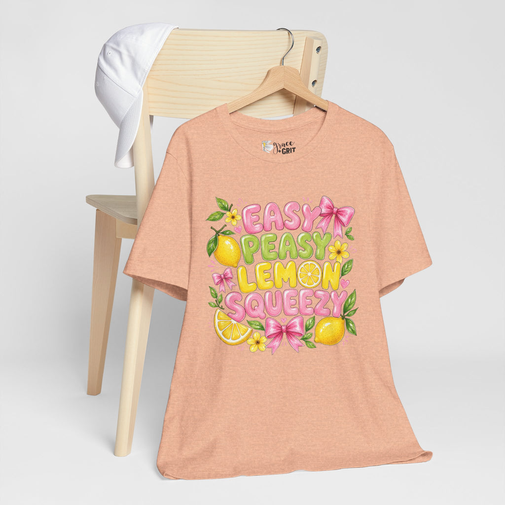 Easy Peasy Lemon Squeezy T-Shirt — Cute Citrus Floral Graphic Tee