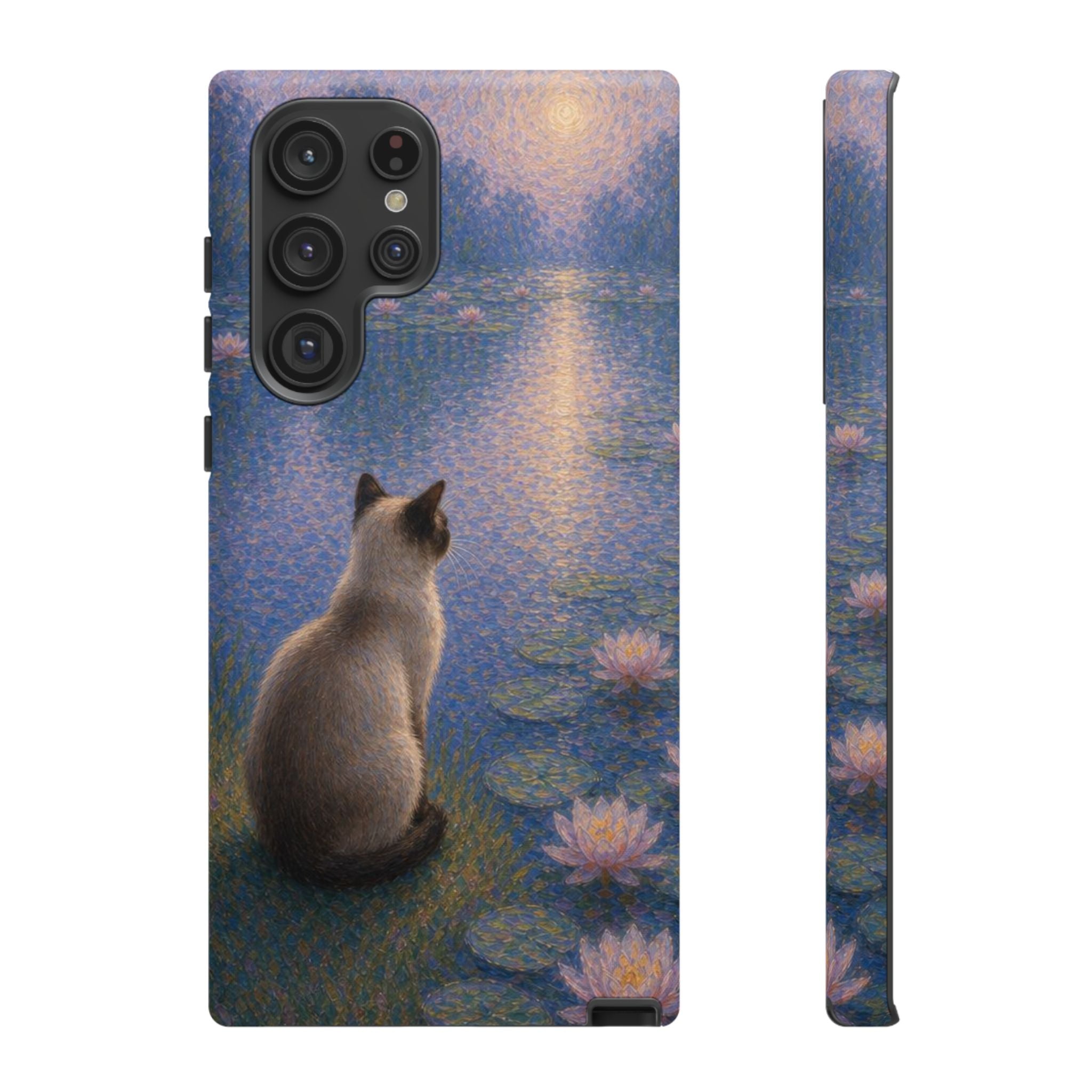 Cat Moonlight Phone Case — Serene Siamese by Lily Pond