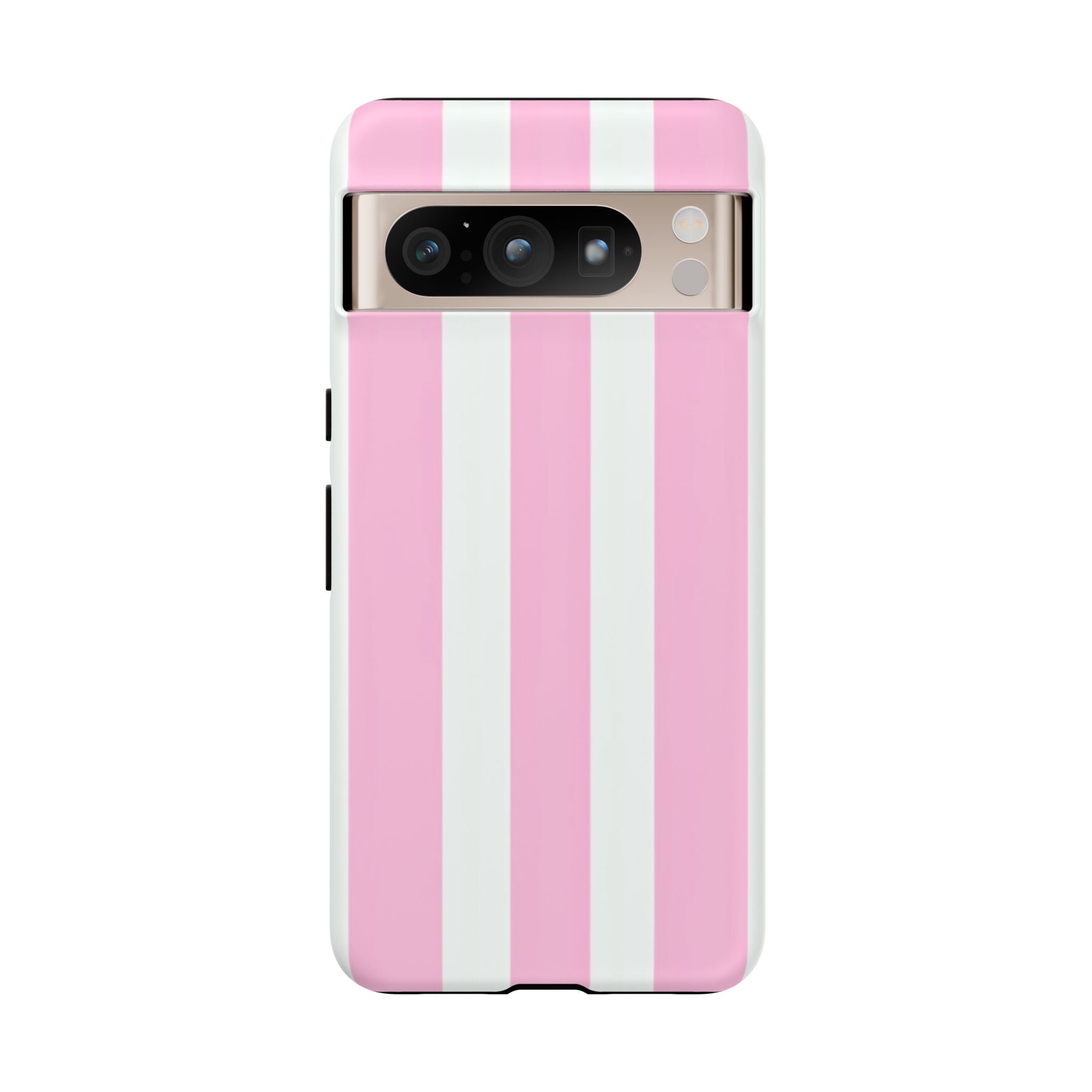 Pink & White Striped Tough Phone Case — Durable Protective Phone Cover