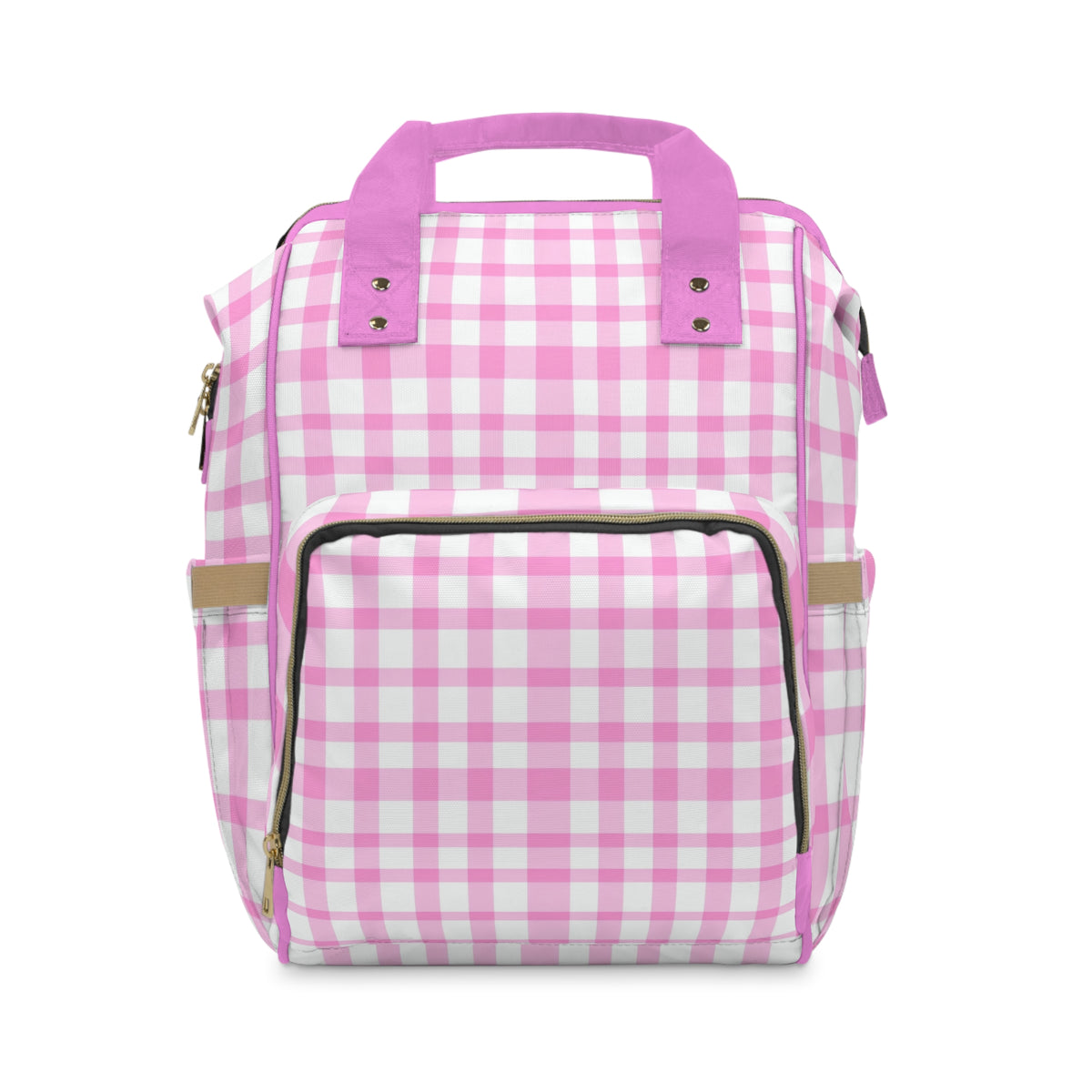 Pink Gingham Multifunctional Diaper Backpack