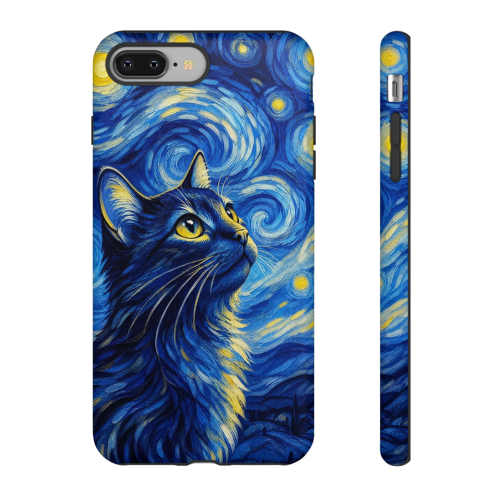 Starry Night Cat Phone Case — Van GoghStyle Blue Galaxy iPhone Cover