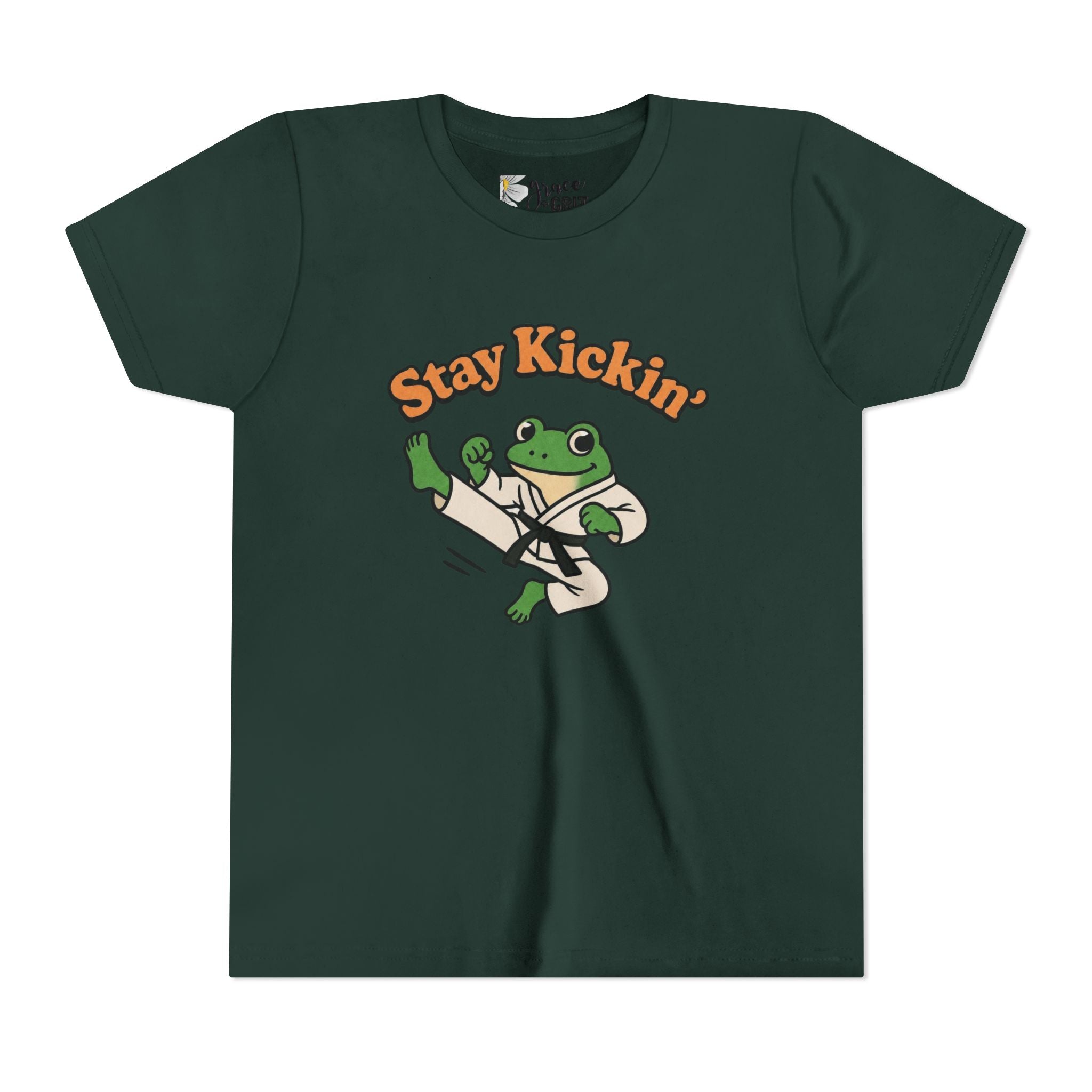 Stay Kickin' Frog Martial Arts Youth Tee | Karate Frog Kids Shirt