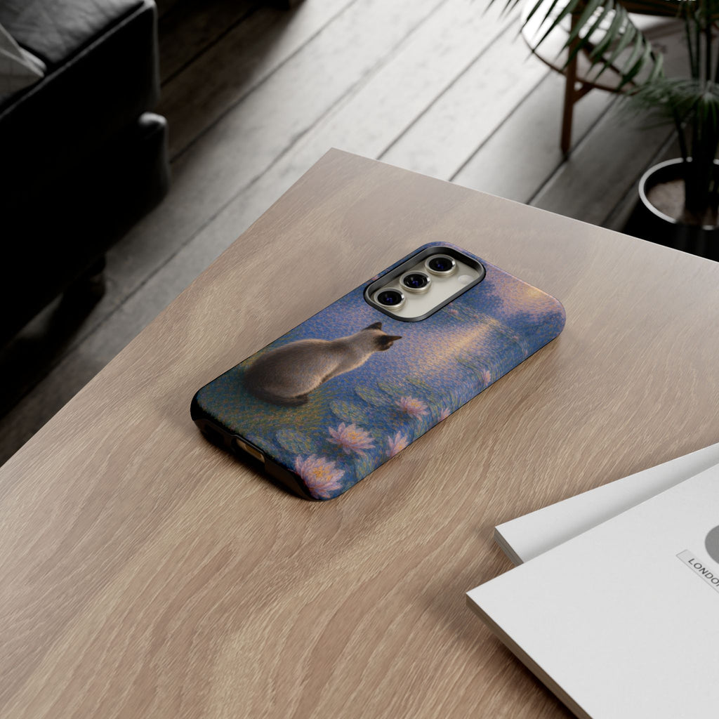 Cat Moonlight Phone Case — Serene Siamese by Lily Pond