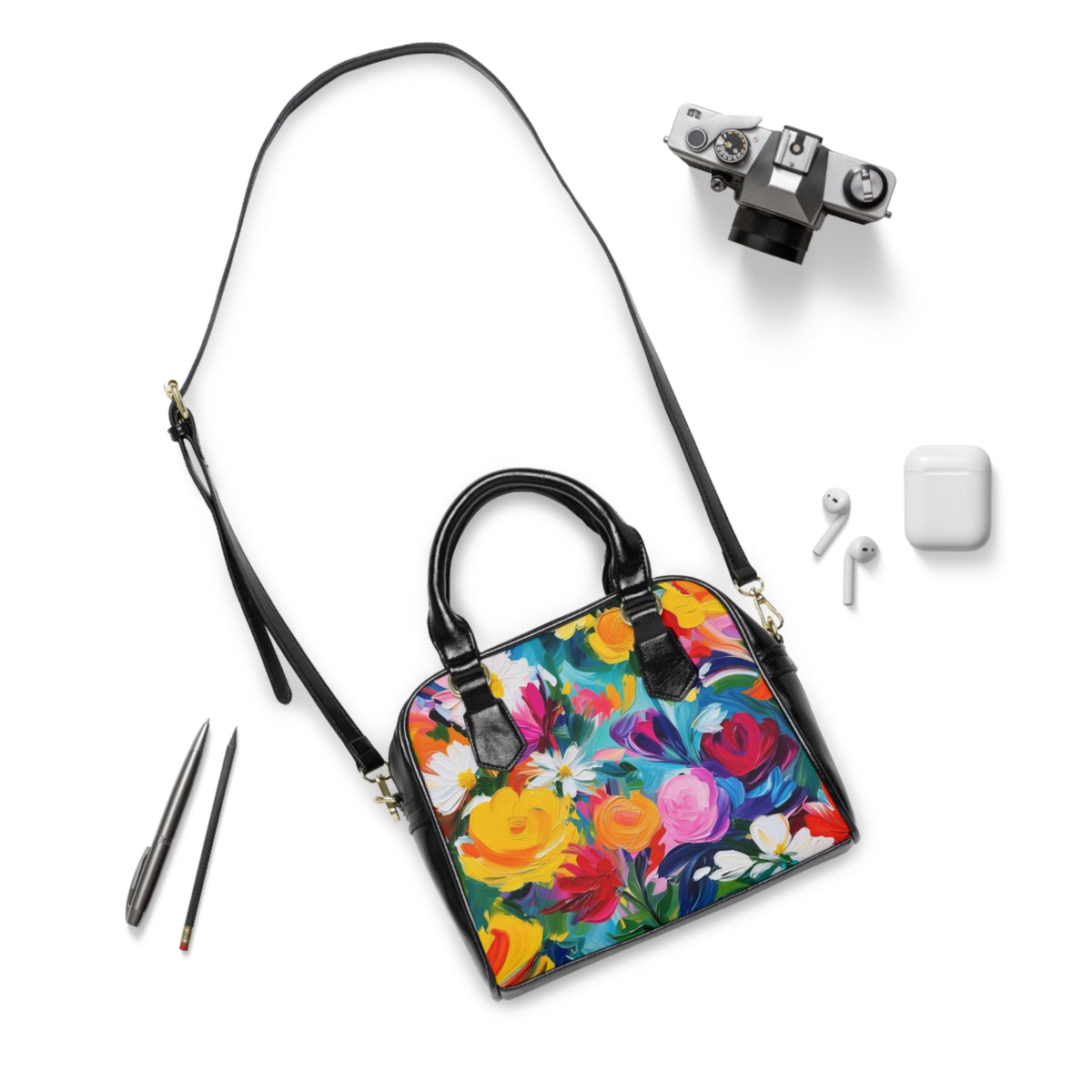 Colorful Floral Shoulder Handbag