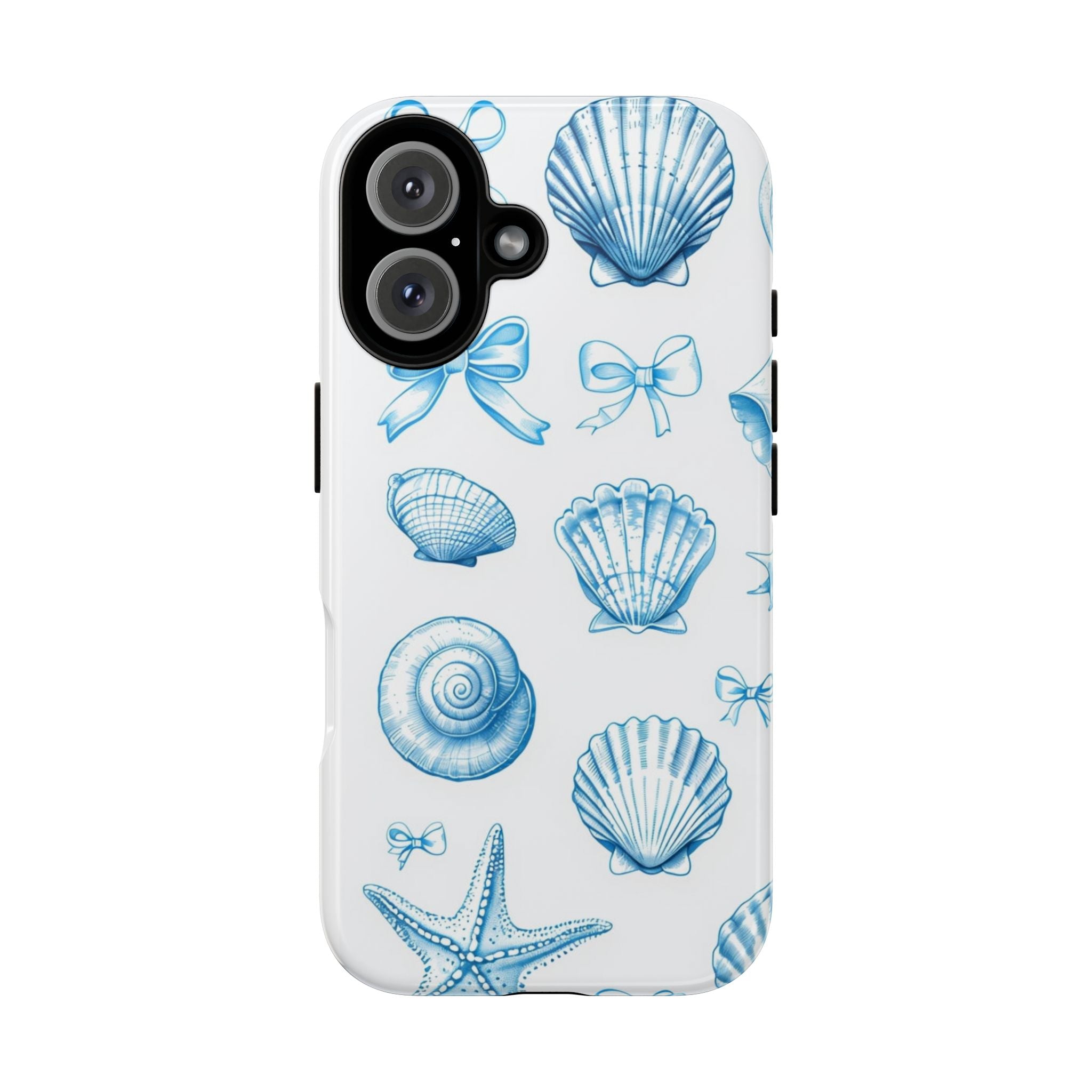Seaside Shells Phone Case — Blue Nautical Shell & Starfish Pattern