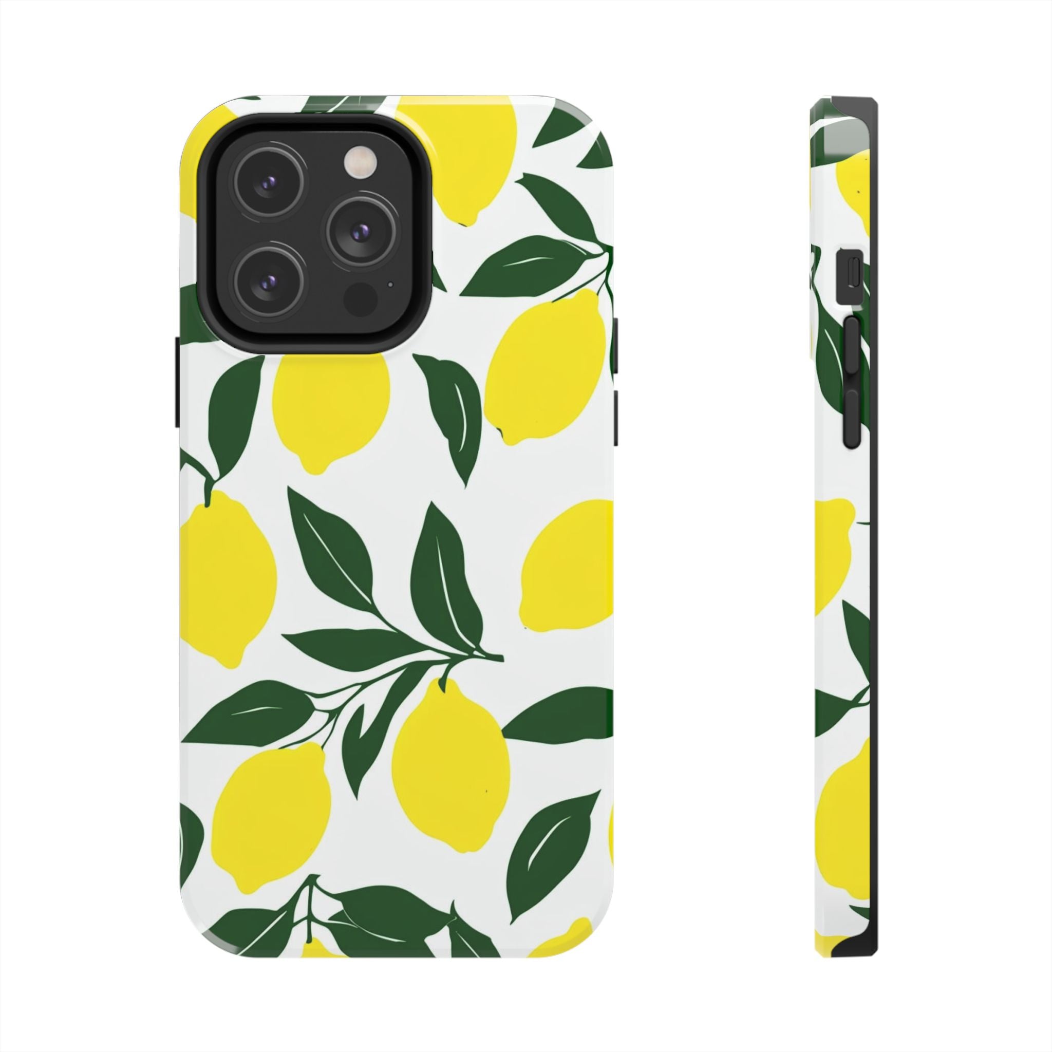 Lemon Pattern Tough Phone Case — Bright Citrus Protective Phone Cover