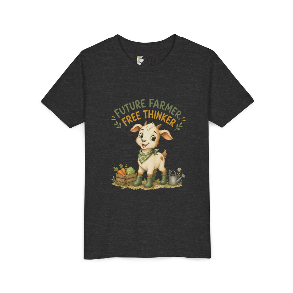 Youth Tee — "Future Farmer, Free Thinker" Cute Goat Kids Shirt