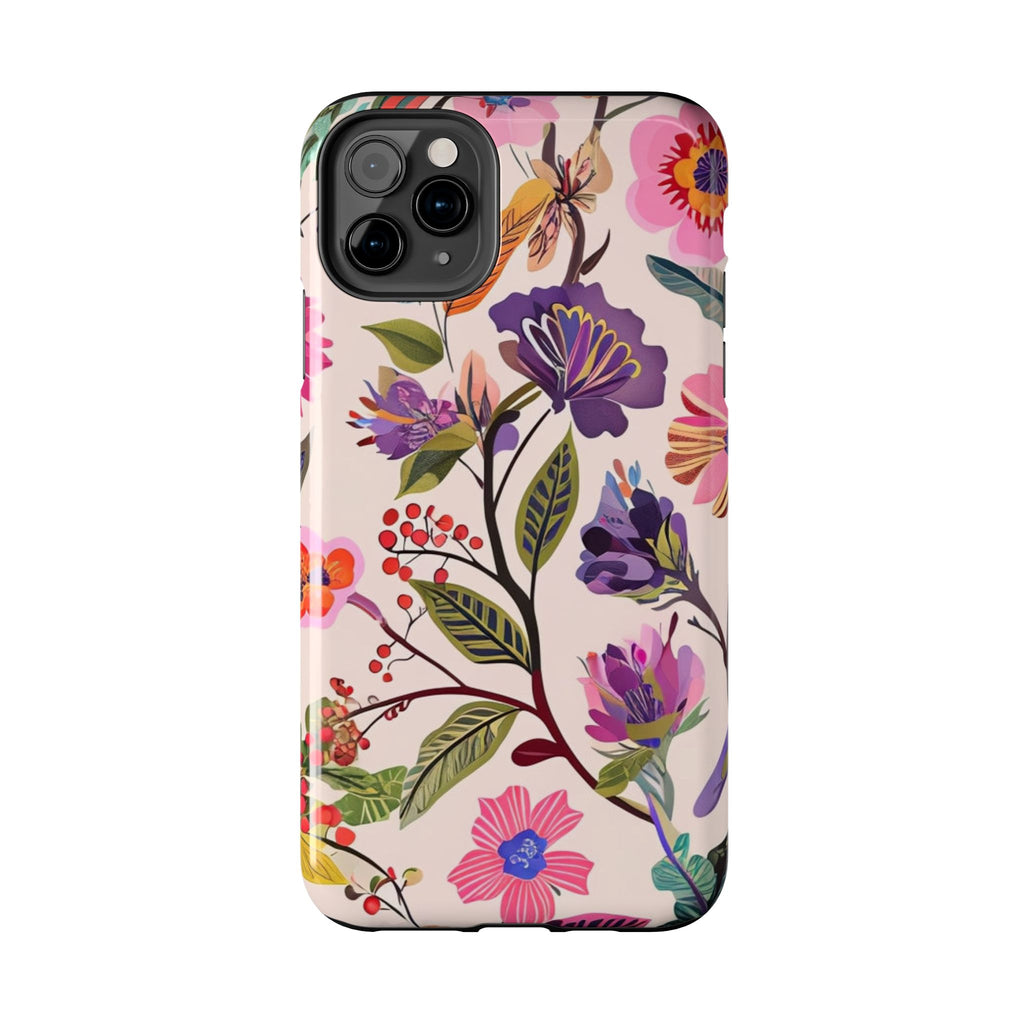 Floral Tough Phone Case – Colorful Botanical Flower Design