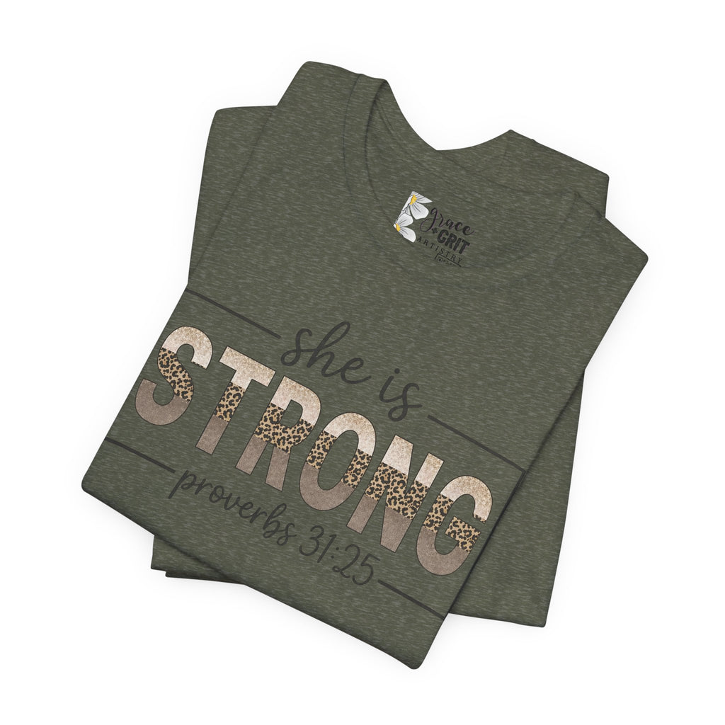 She Is Strong Floral Tee — Inspirational Women's Strength T-Shirt