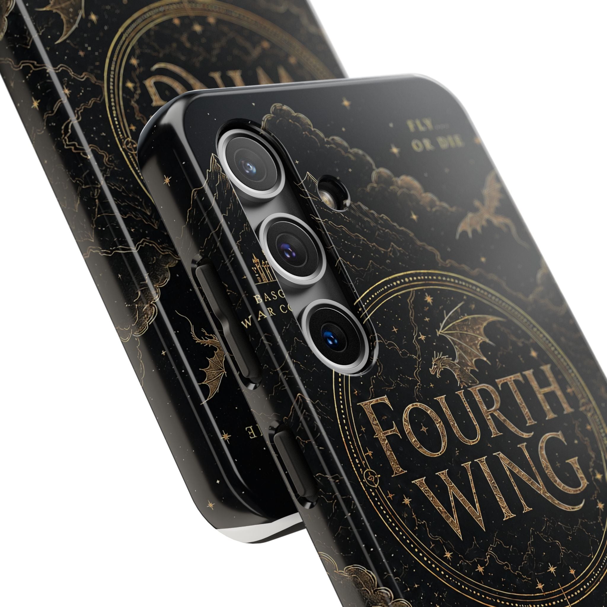Fourth Wing Tough Phone Case — Dark Fantasy Dragon Design, 'Fly or Die' Quote