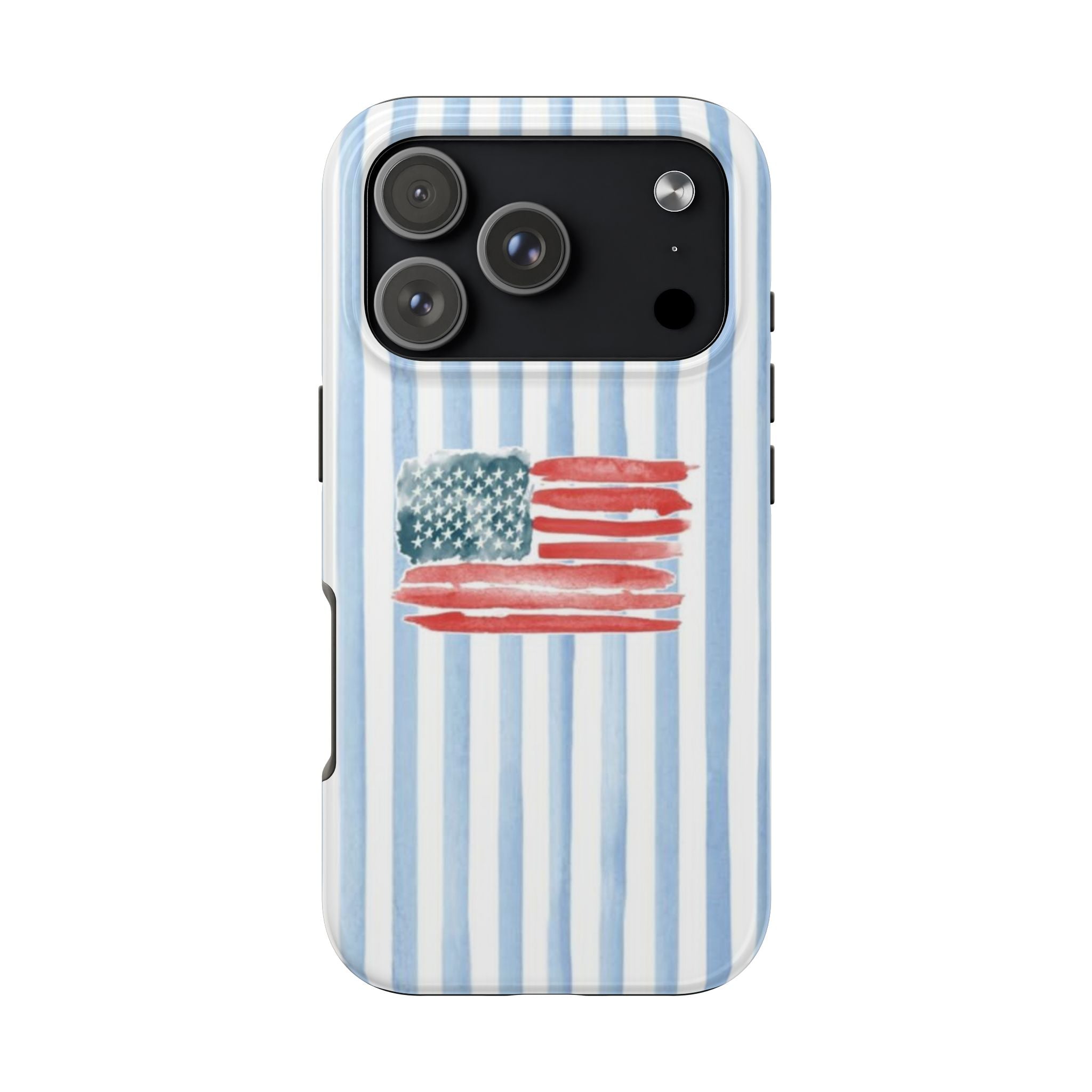 American Flag Watercolor Tough Phone Case — Blue Striped Patriotic Phone Case