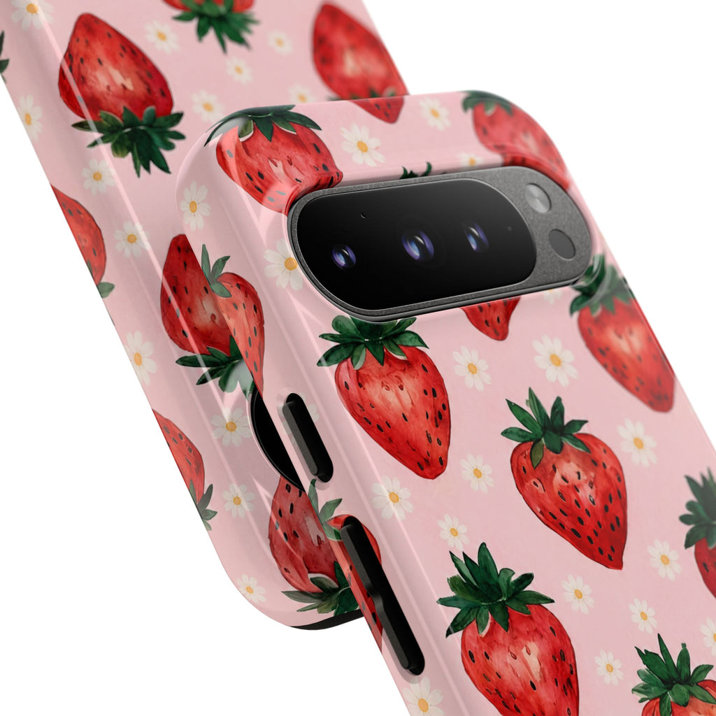 Strawberry Pattern Tough Case — Cute Pink Fruit Phone Case