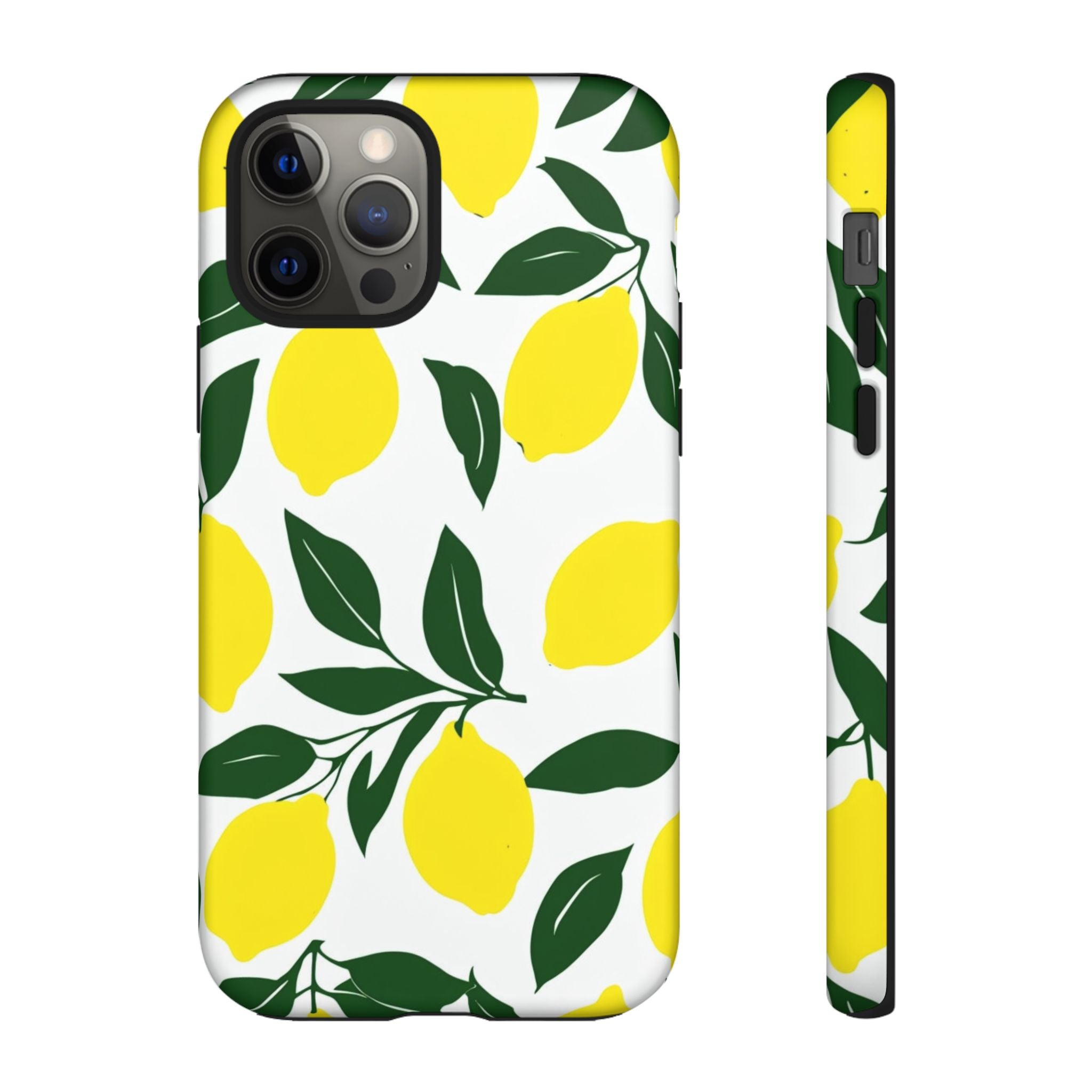 Lemon Pattern Tough Phone Case — Bright Citrus Protective Cover