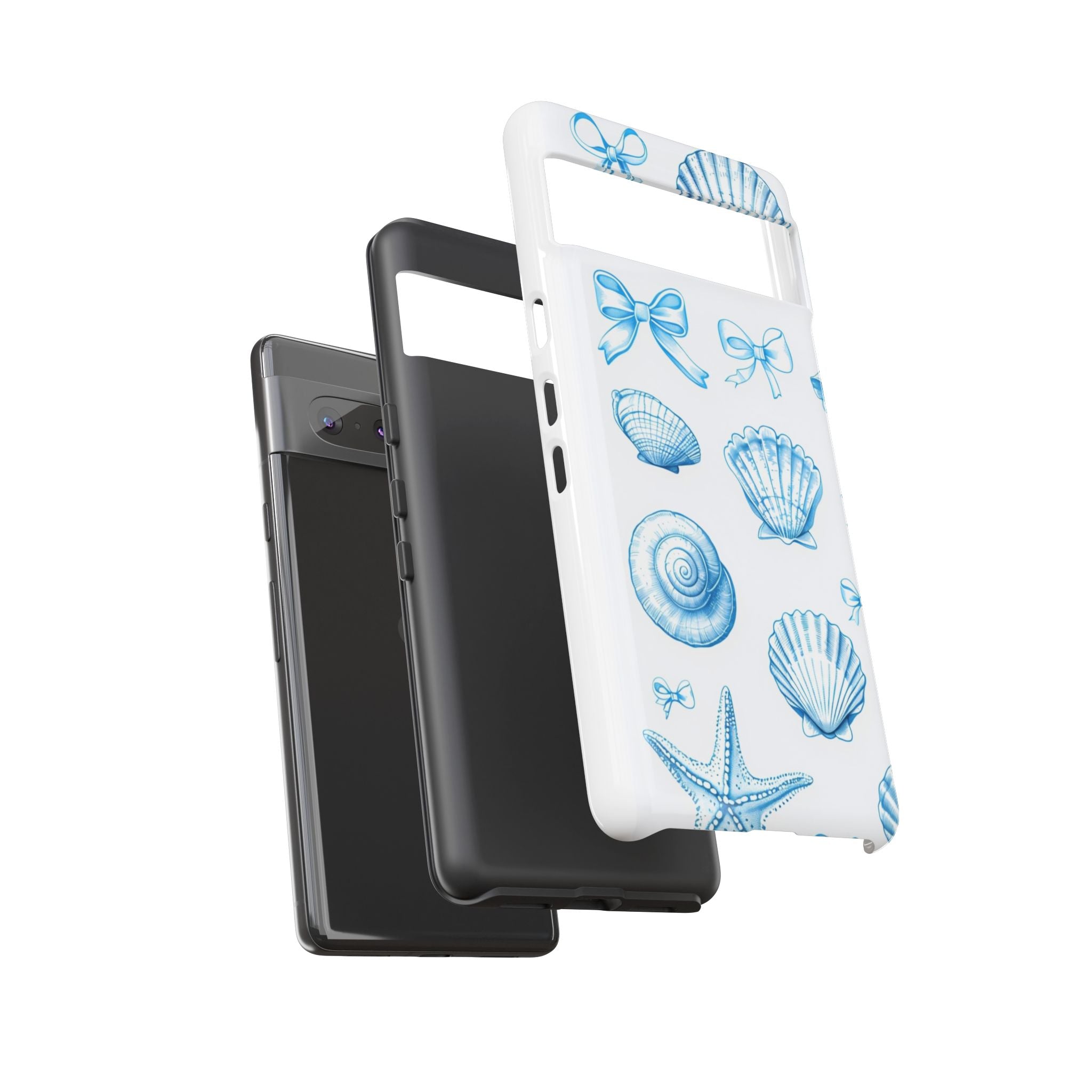 Seaside Shells Phone Case — Blue Nautical Shell & Starfish Pattern