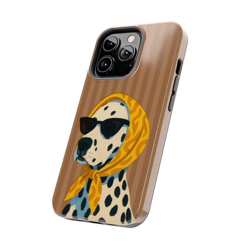 Dalmatian in Scarf Tough Phone Case — Retro Dog Print Protective Cover