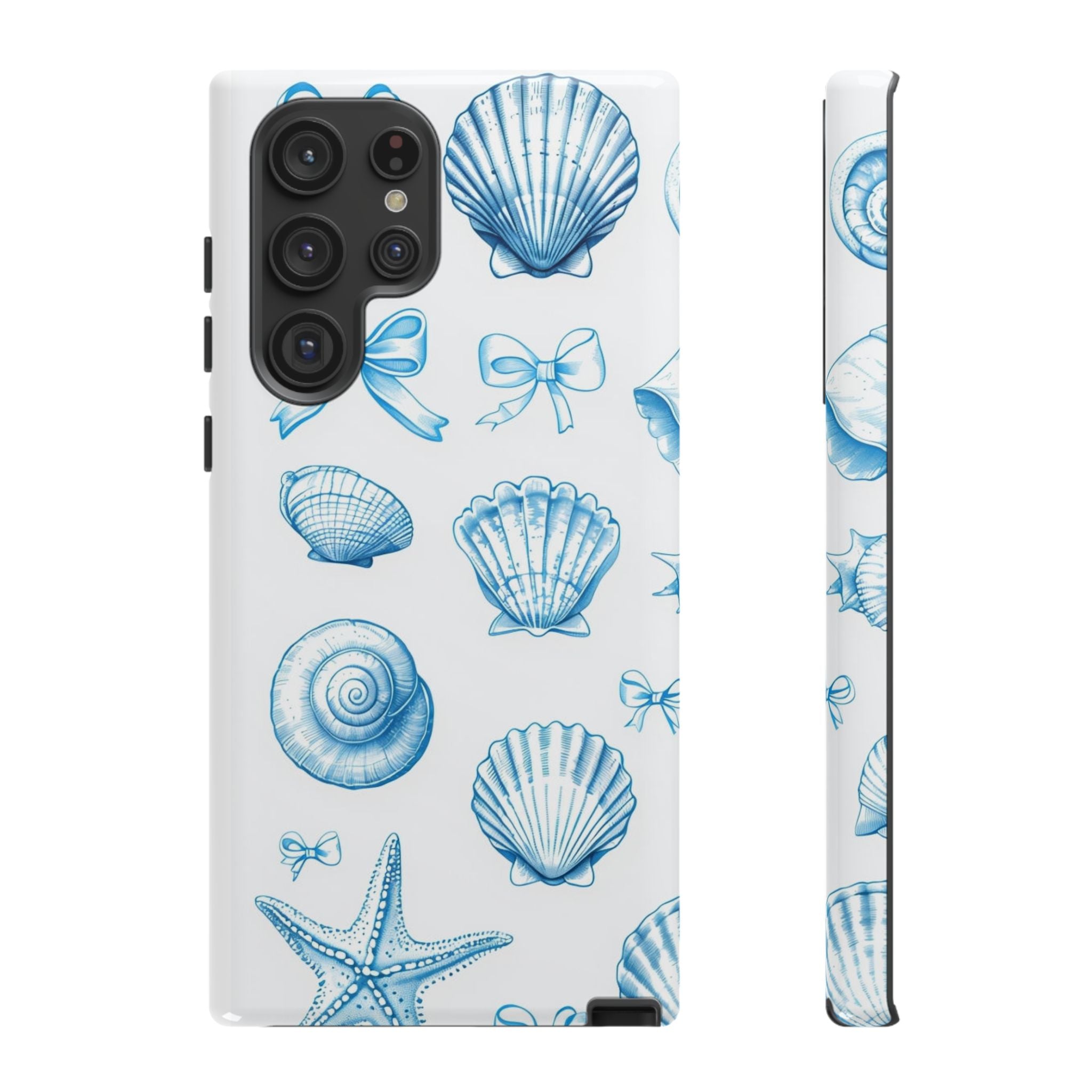 Seaside Shells Phone Case — Blue Nautical Shell & Starfish Pattern
