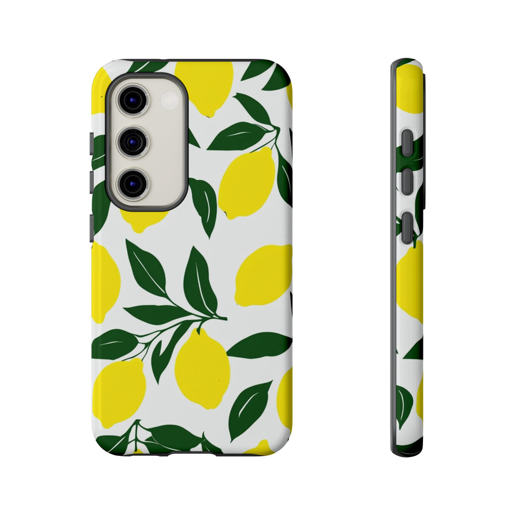 Lemon Pattern Tough Phone Case — Bright Citrus Protective Cover