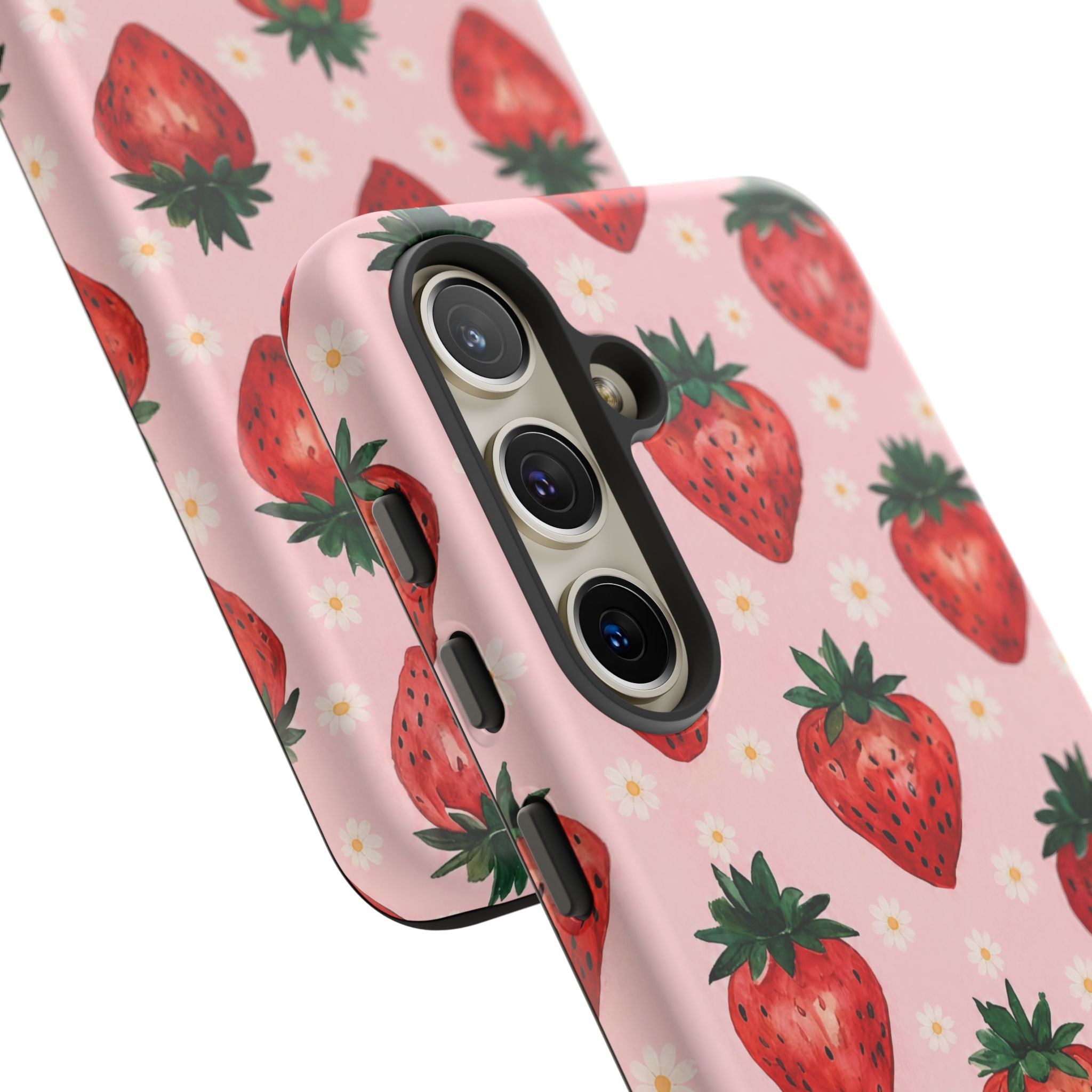 Strawberry Pattern Tough Case — Cute Pink Fruit Phone Case