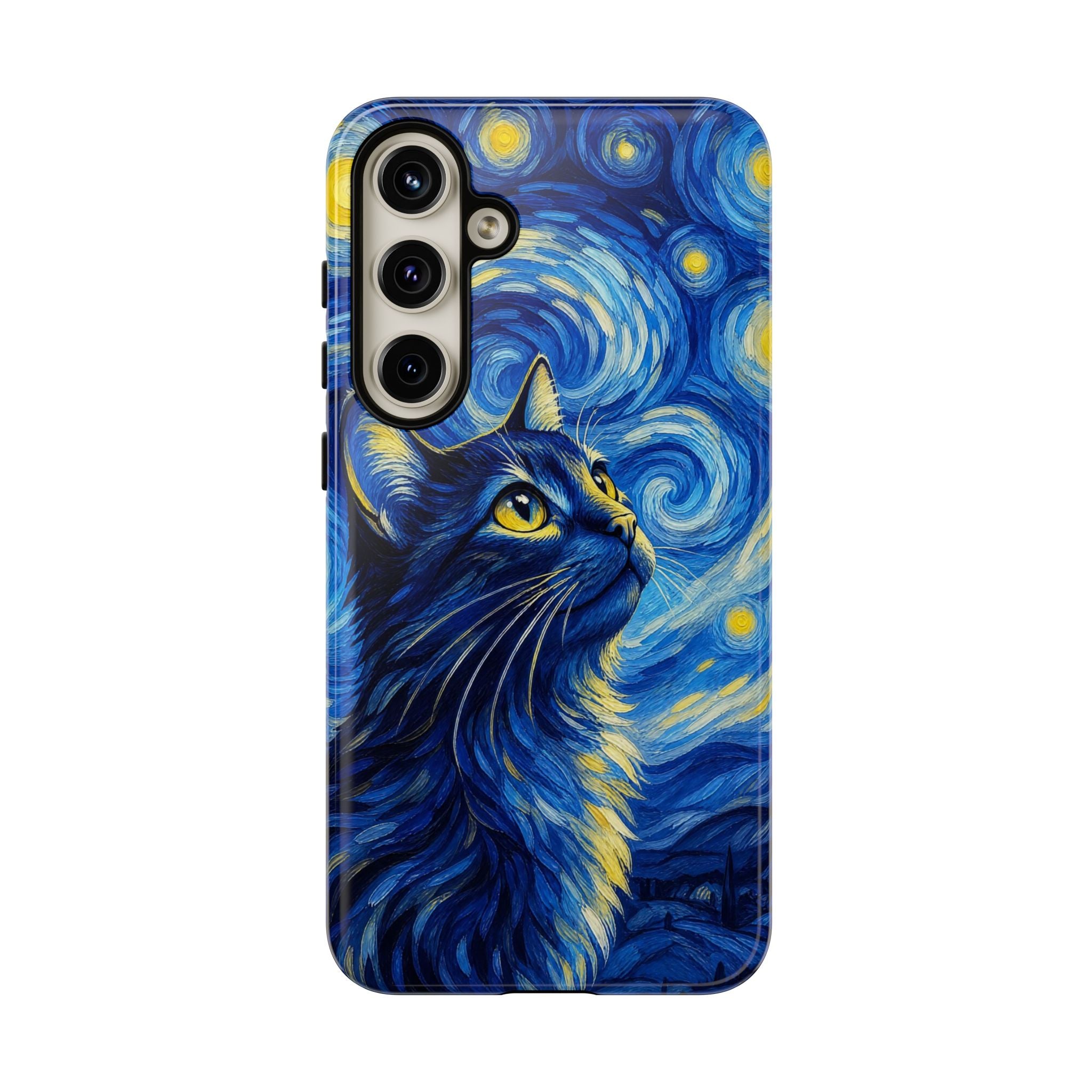 Starry Night Cat Phone Case — Van GoghStyle Blue Galaxy iPhone Cover