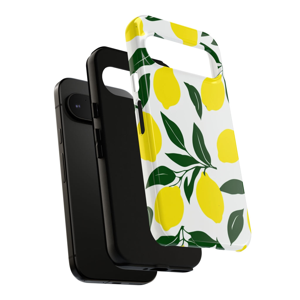 Lemon Pattern Tough Phone Case — Bright Citrus Protective Cover